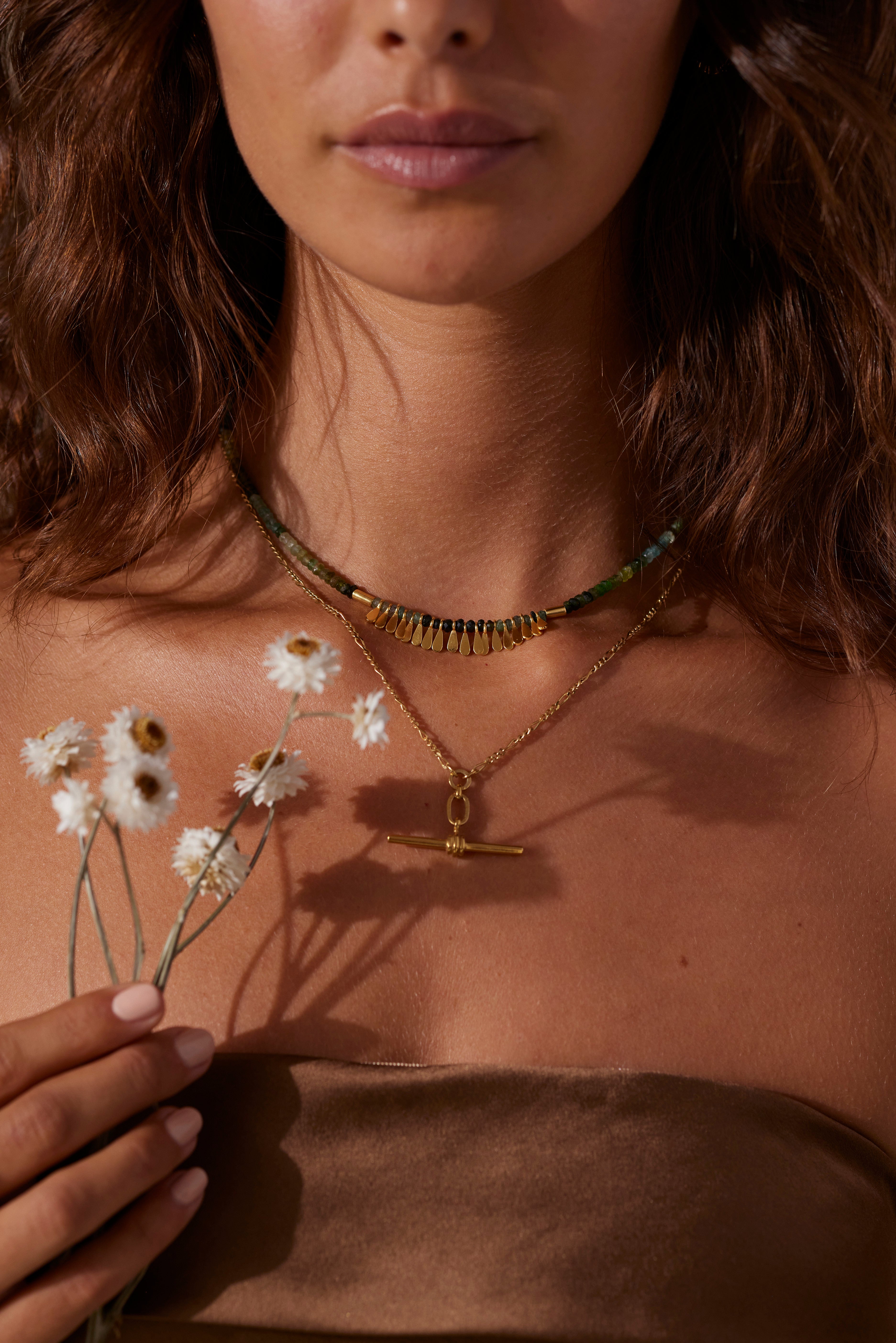 Flora Tourmaline Gold Tassel Necklace