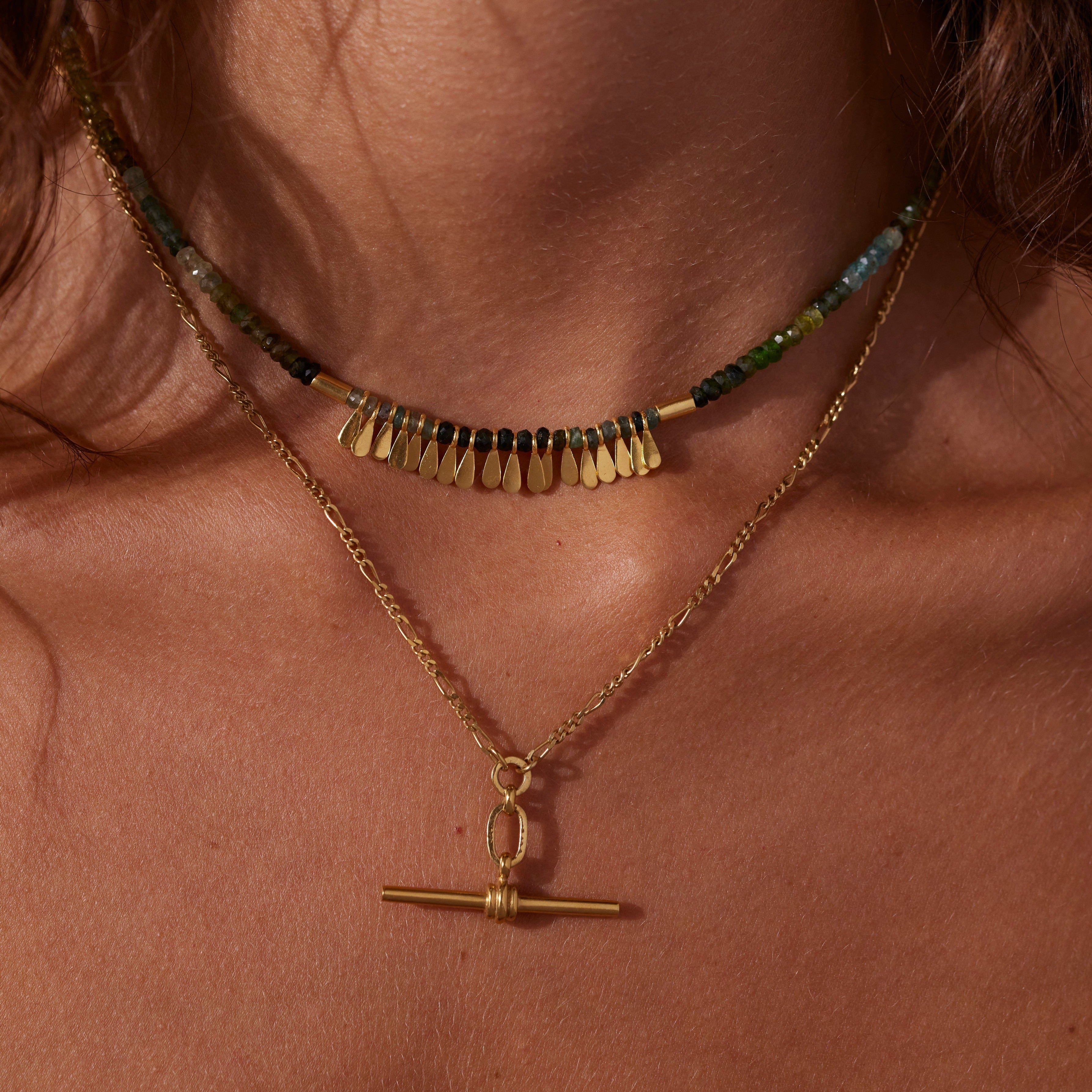Flora Tourmaline Gold Tassel Necklace