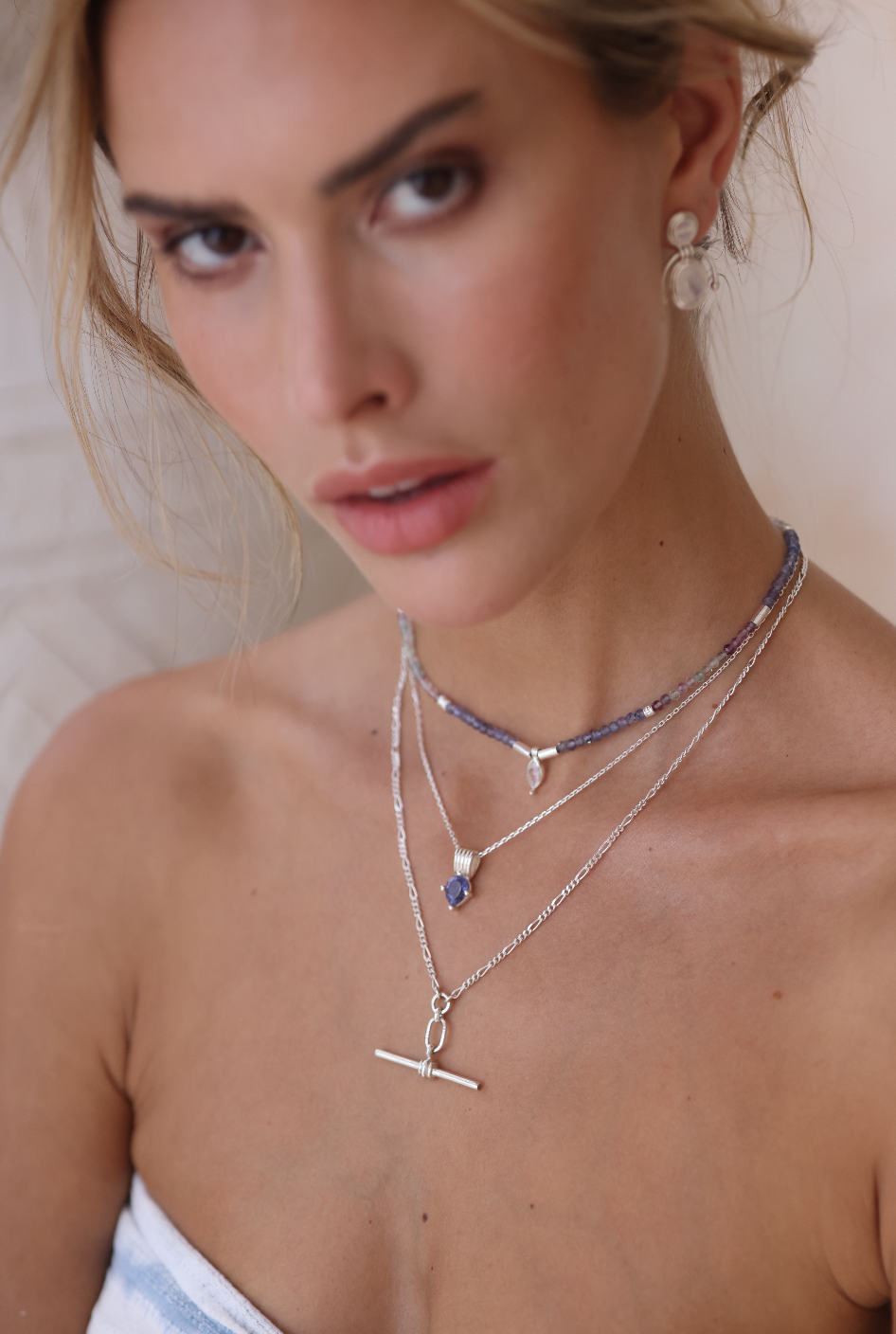 Theia Tanzanite & Fluorite Silver Beaded Necklace