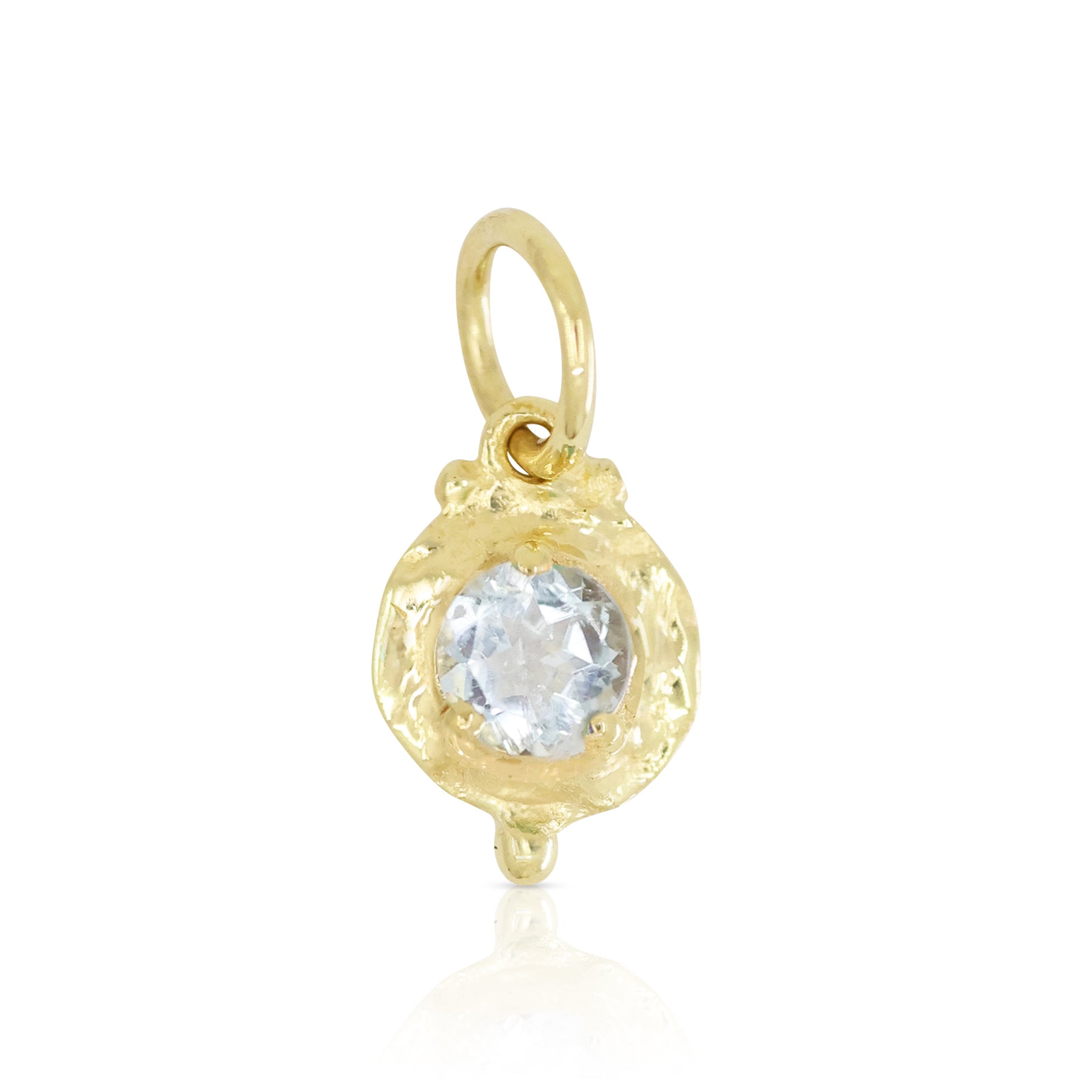 March Aquamarine Gold Birthstone Necklace Charm