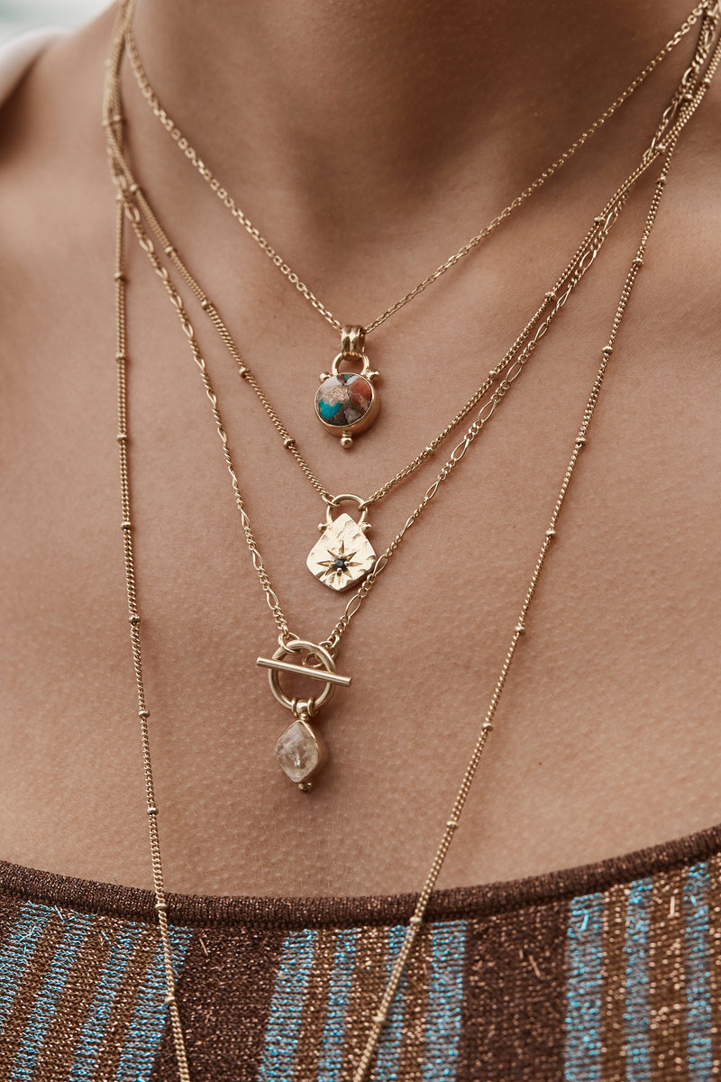 Sapphire Star Hammered Gold Necklace