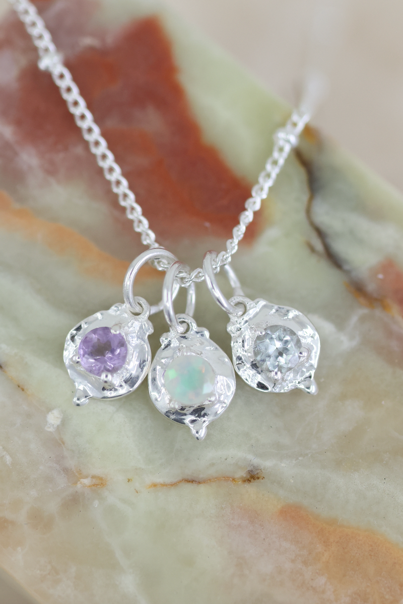 February Amethyst Silver Birthstone Necklace Charm ToniMay