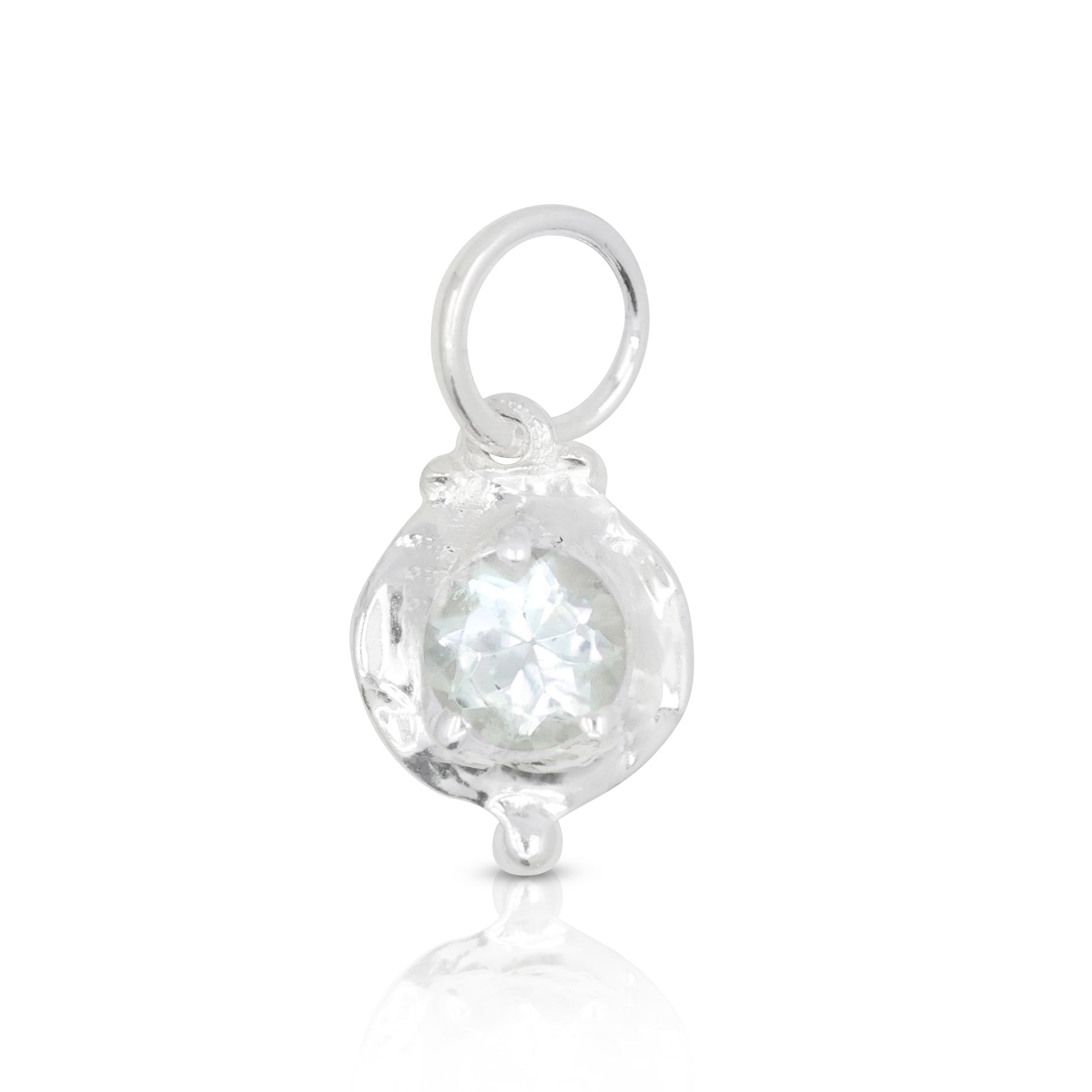 March Aquamarine Silver Birthstone Necklace Charm