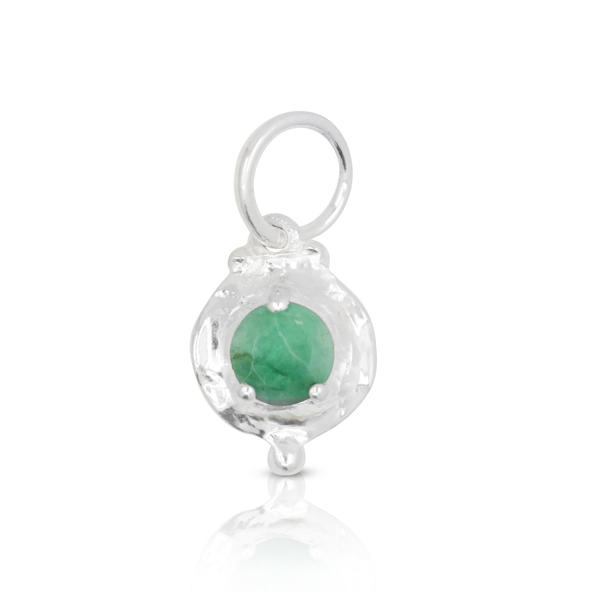 May Emerald Silver Birthstone Necklace Charm