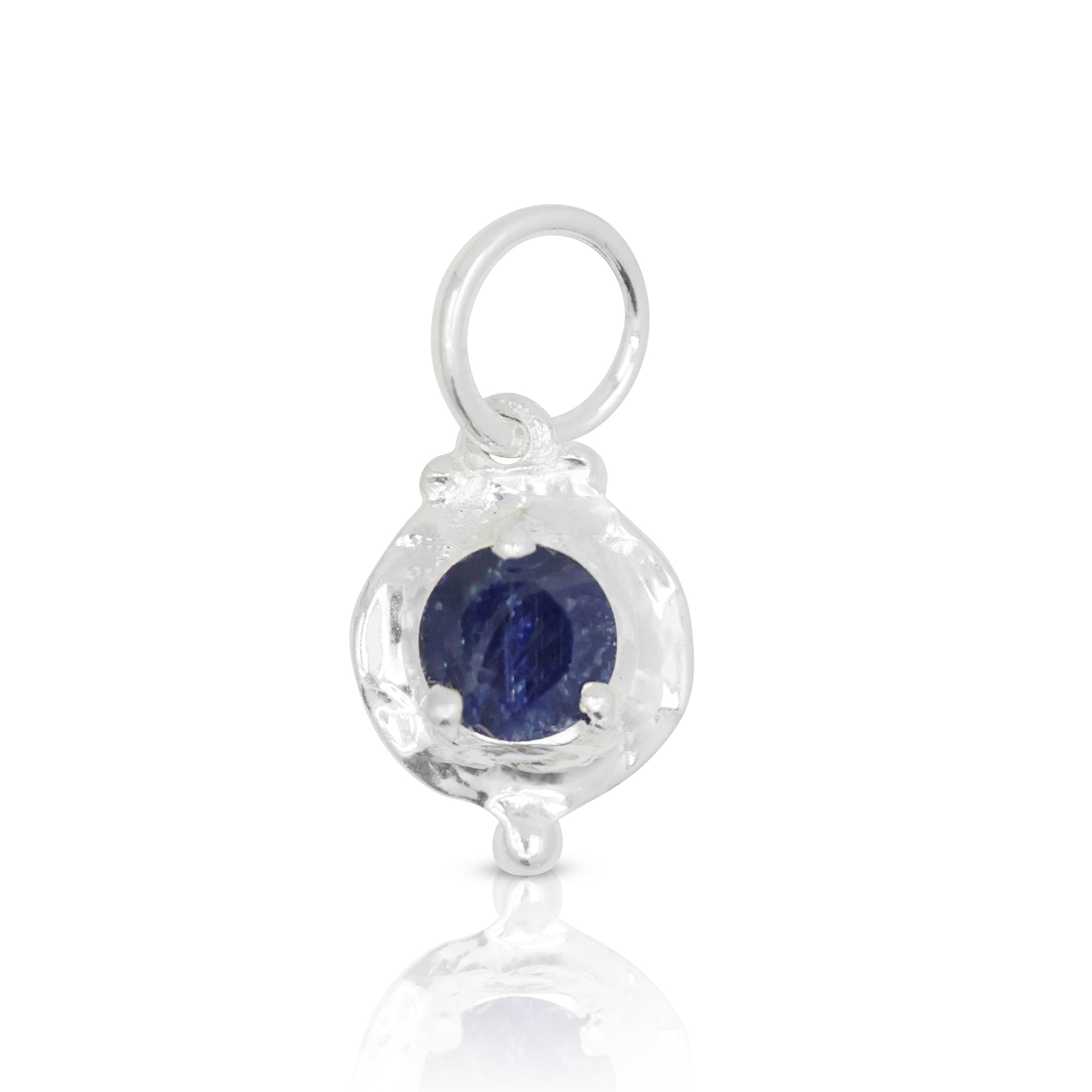 September Sapphire Silver Birthstone Necklace Charm