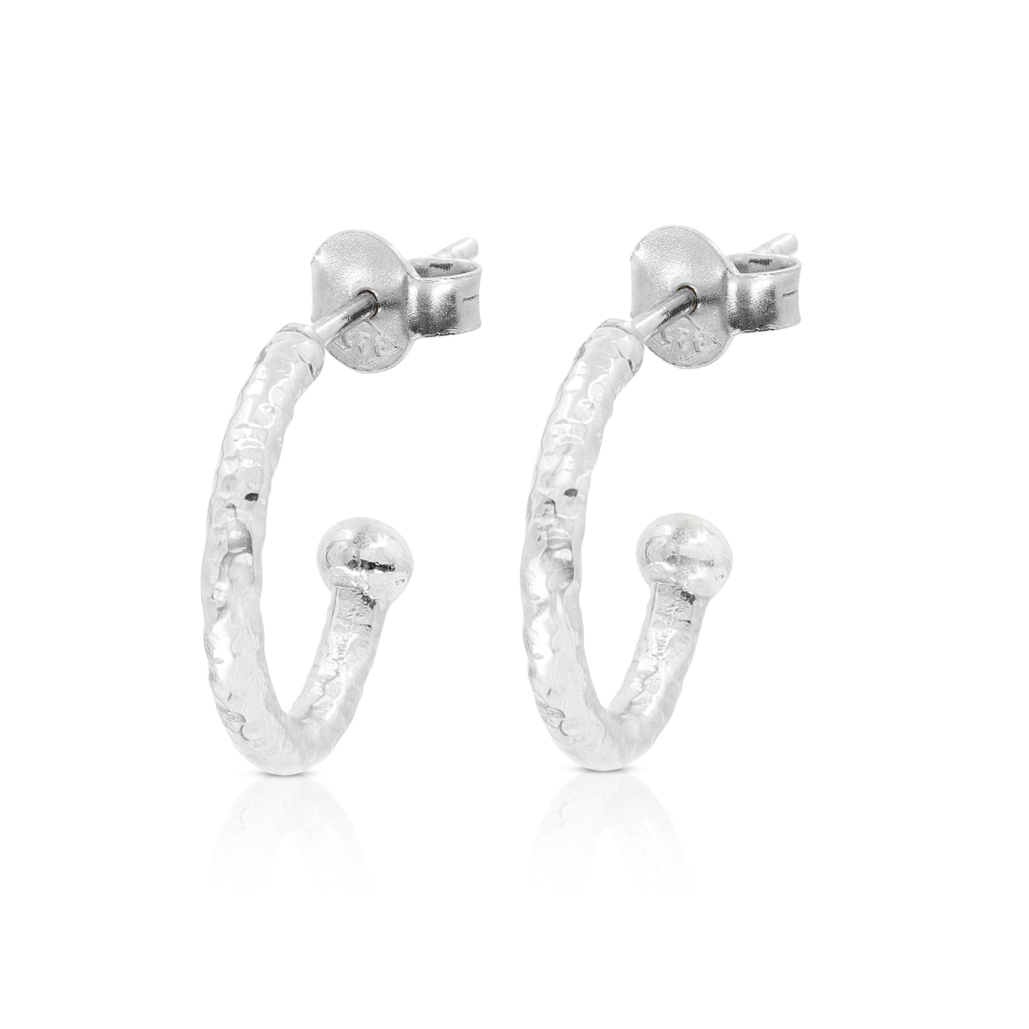 Textured Silver Hoops - Small