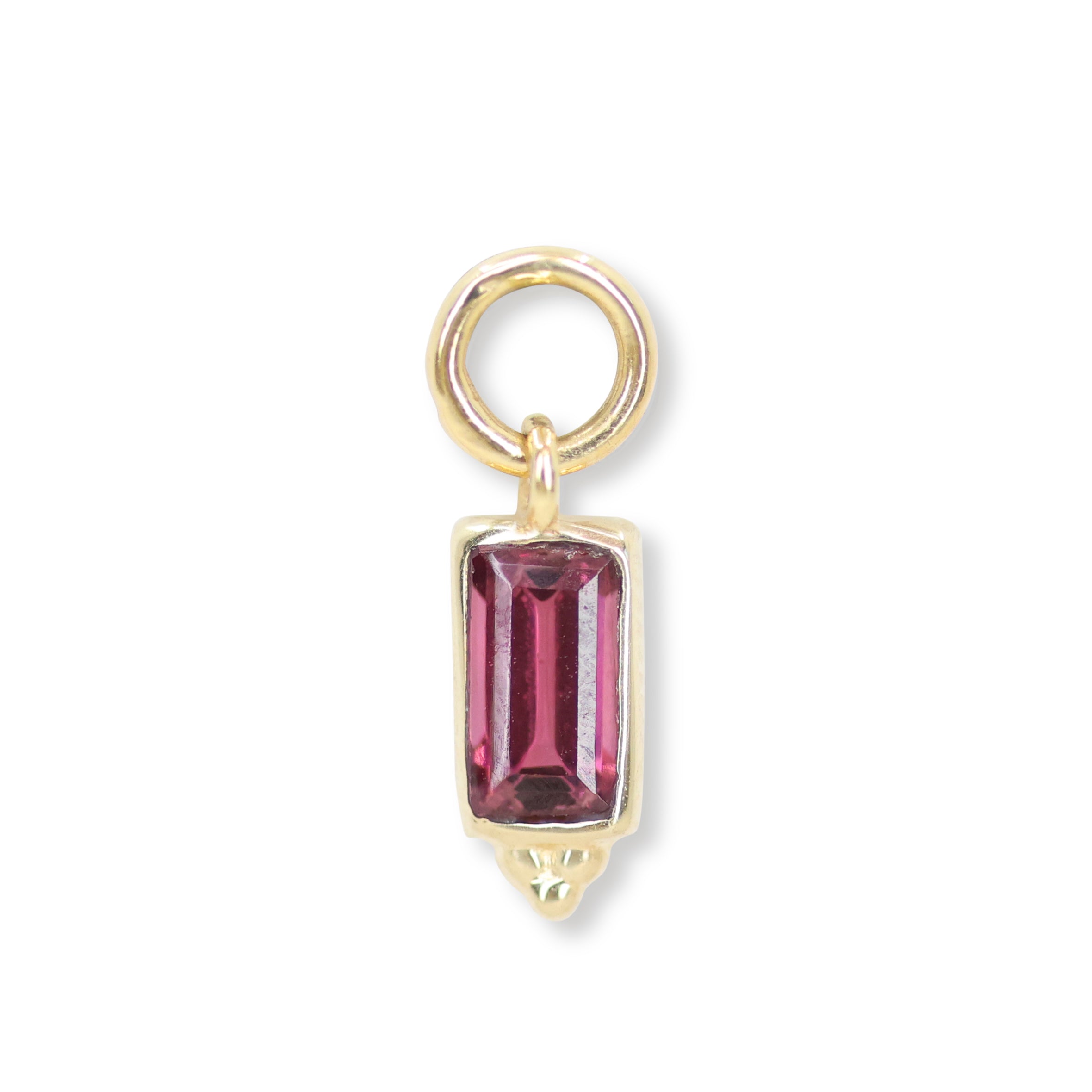 Baguette Rhodolite Gold Charm