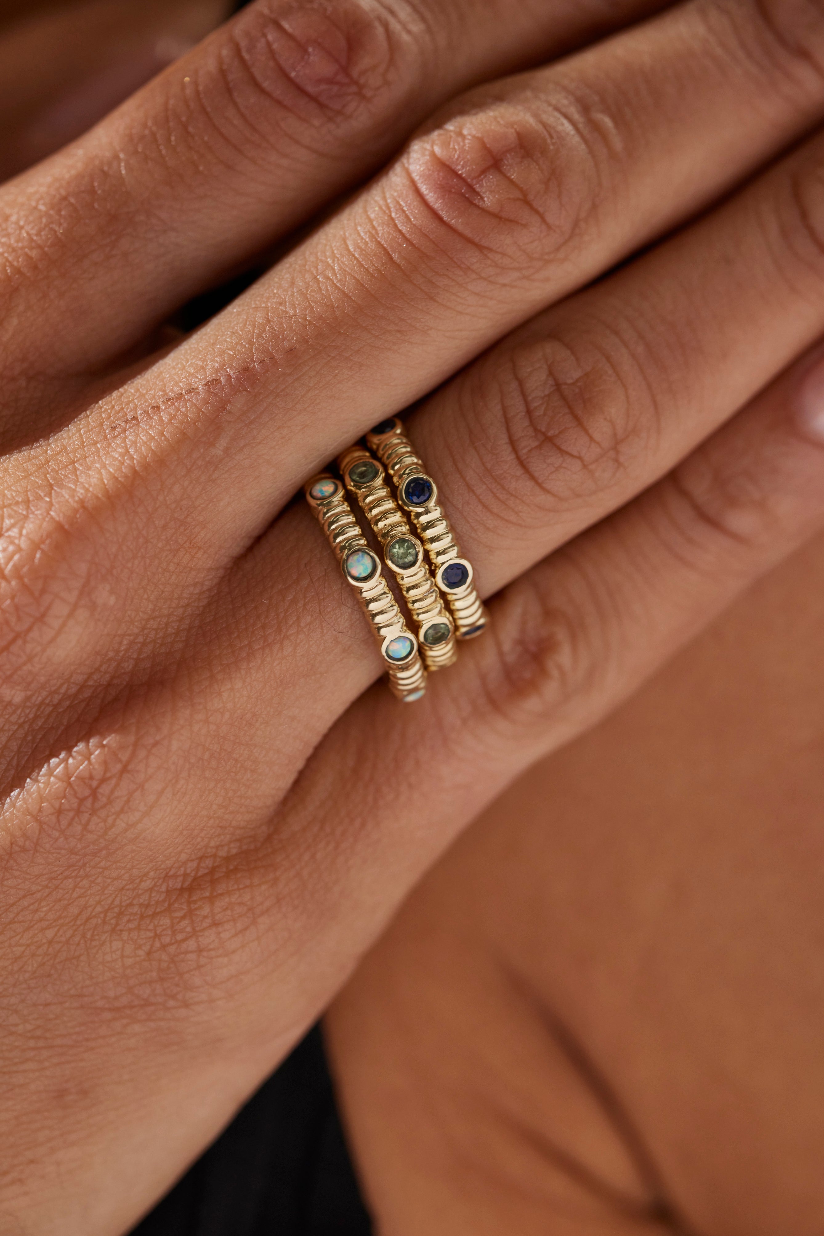 Asymmetric Sapphire Gold Stacker