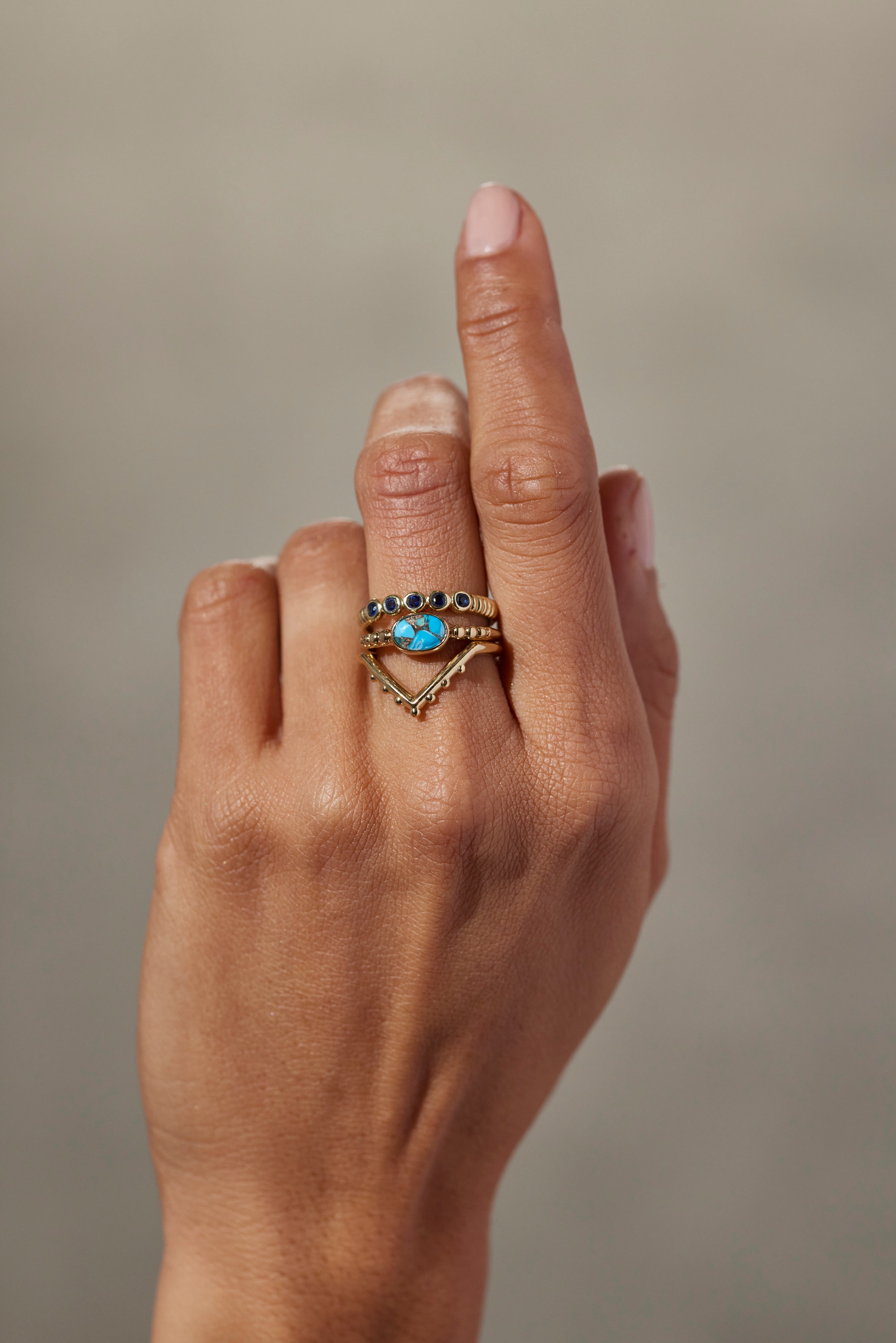 Evie Copper Turquoise Gold Stacker