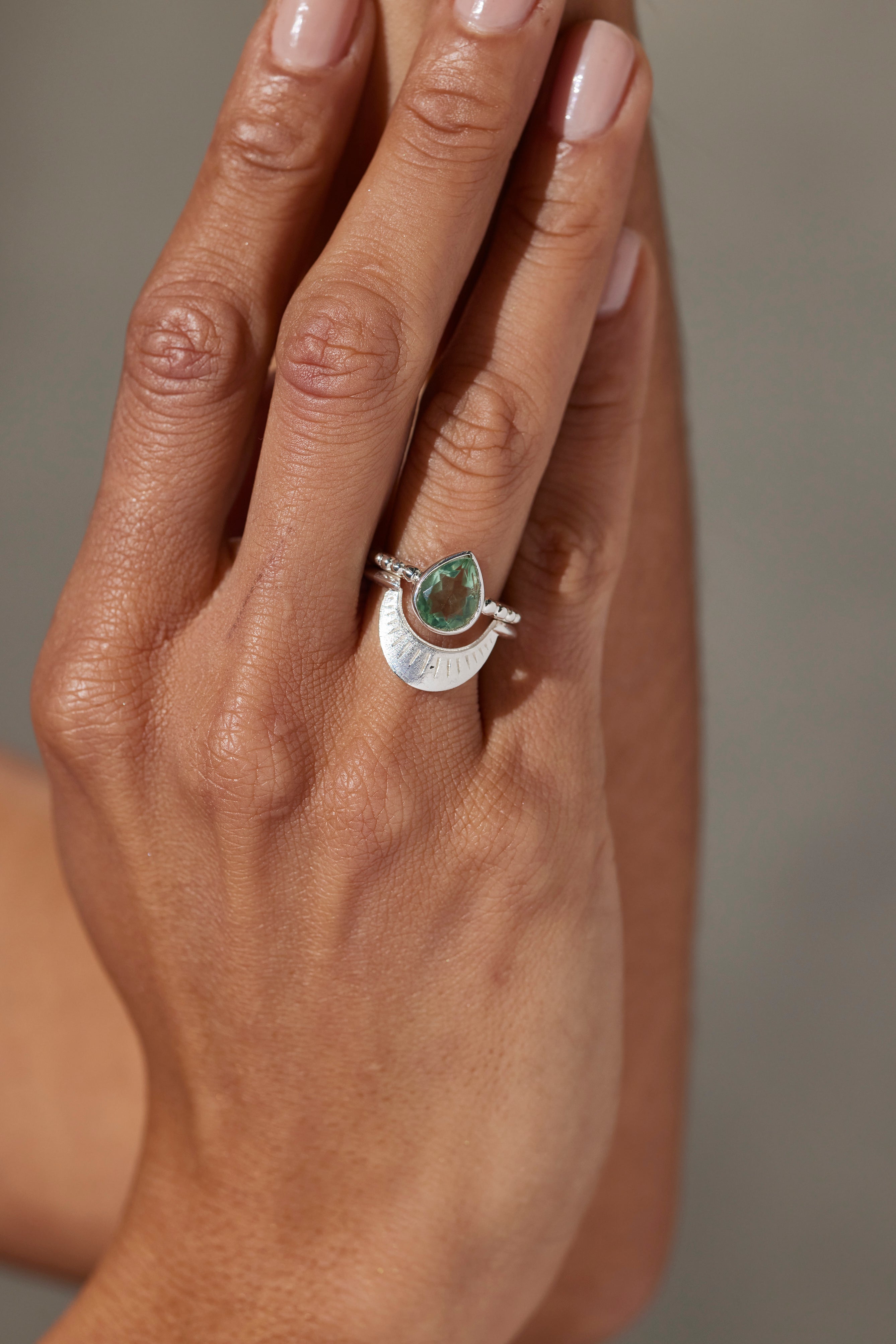 Amie Fluorite Silver Stacker