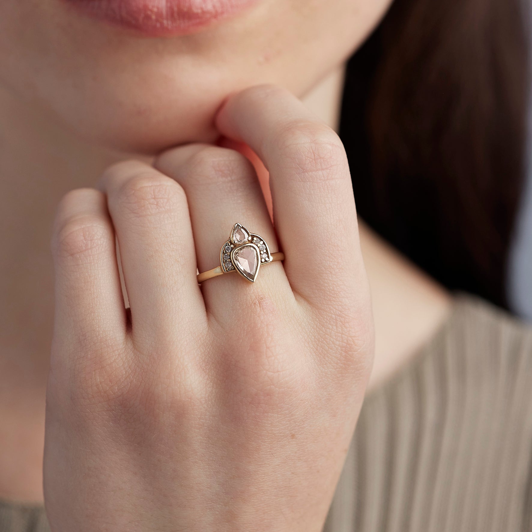 Rose Cut Champagne Diamond Empress Ring