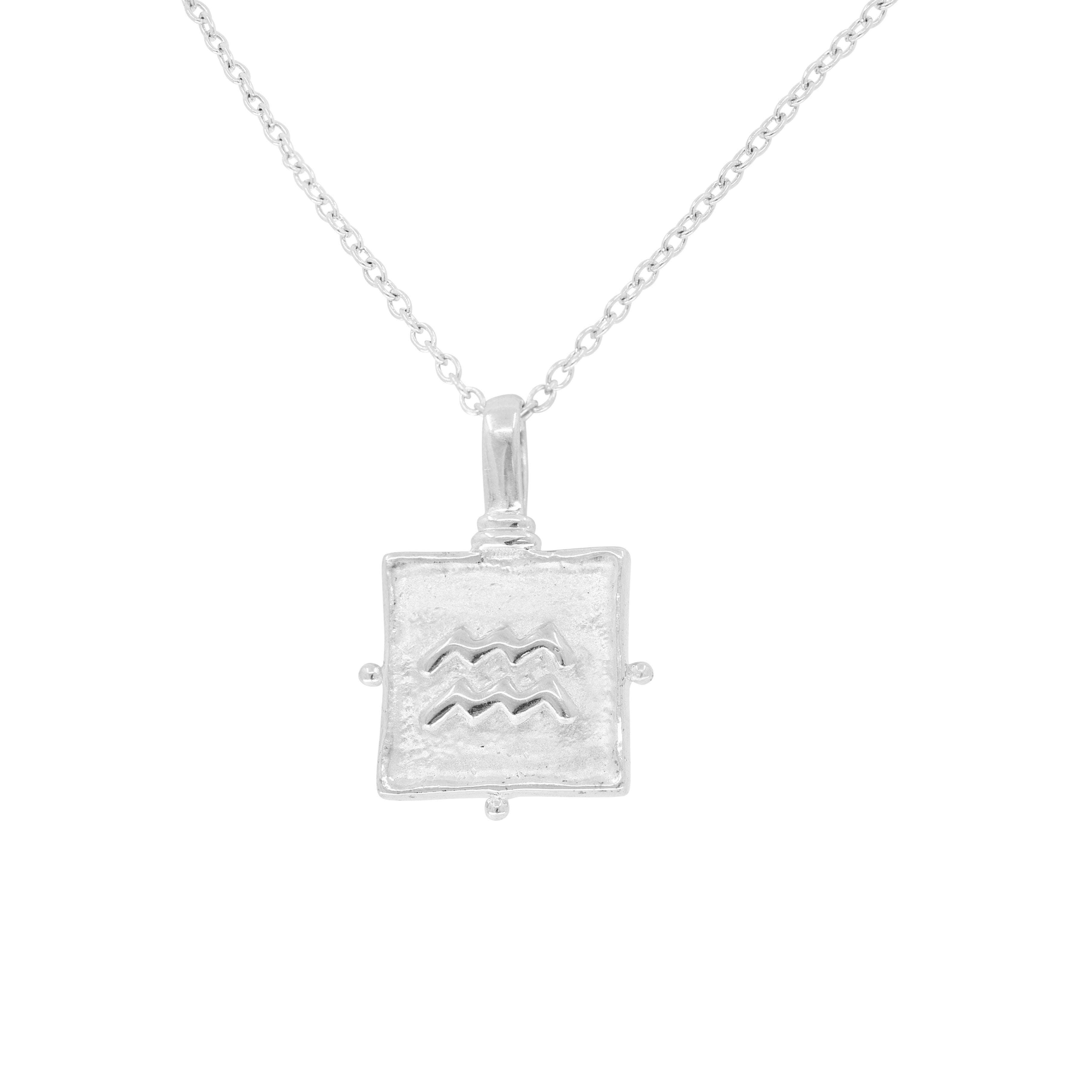 Aquarius Zodiac Silver Necklace