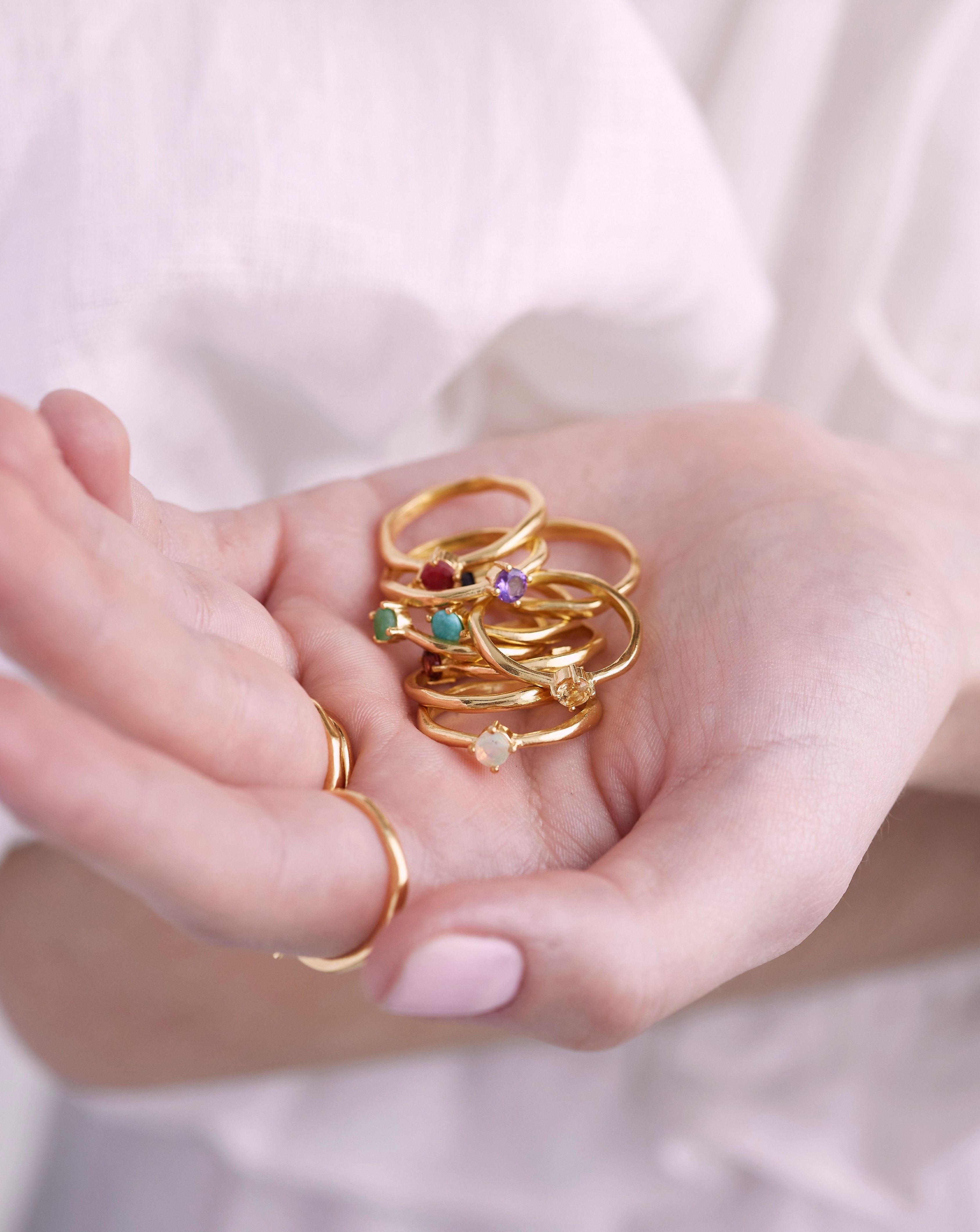 July Ruby Gold Birthstone Ring