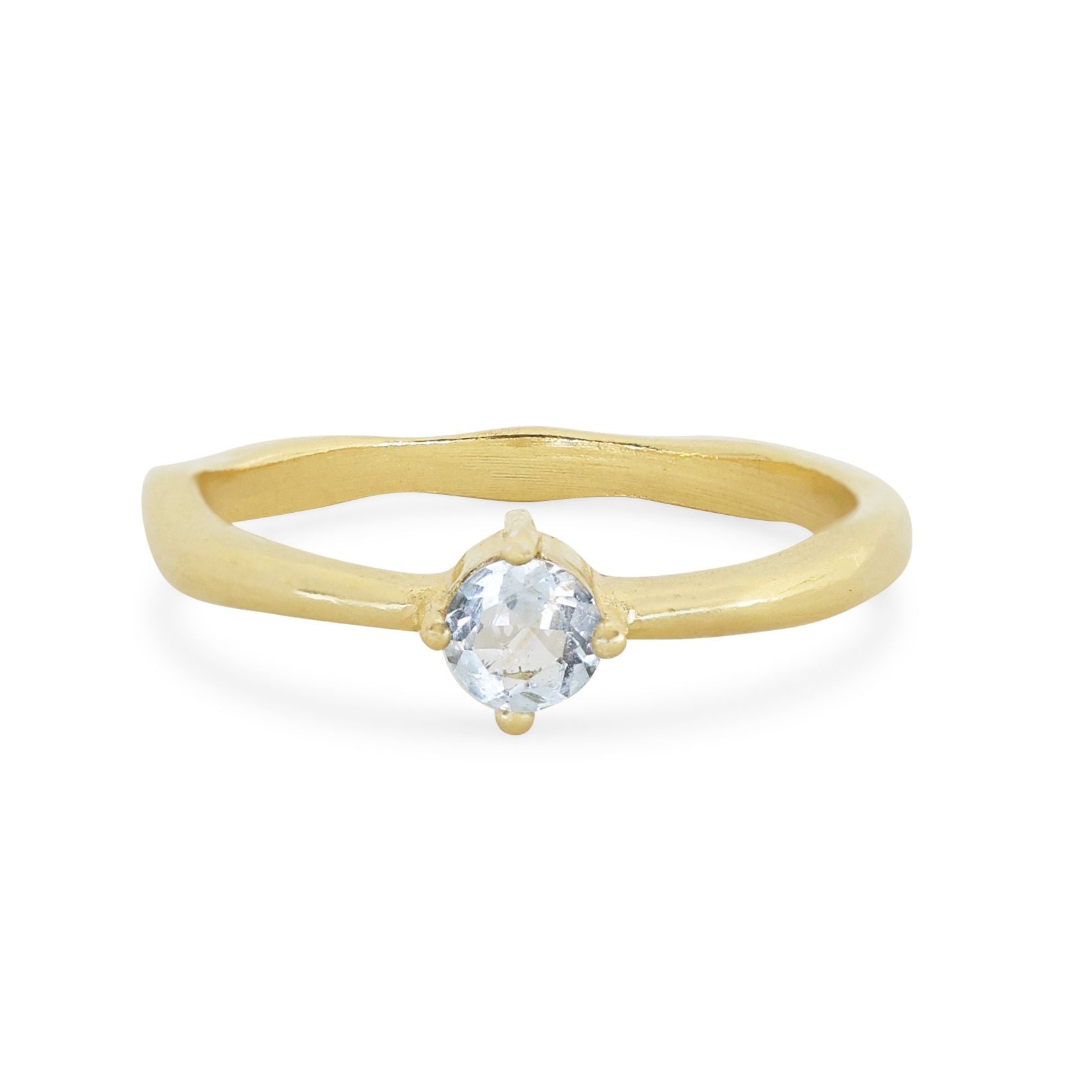 March Aquamarine Gold Birthstone Ring
