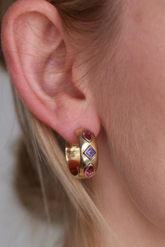 Coronet Iolite & Rhodolite Gold Hoops
