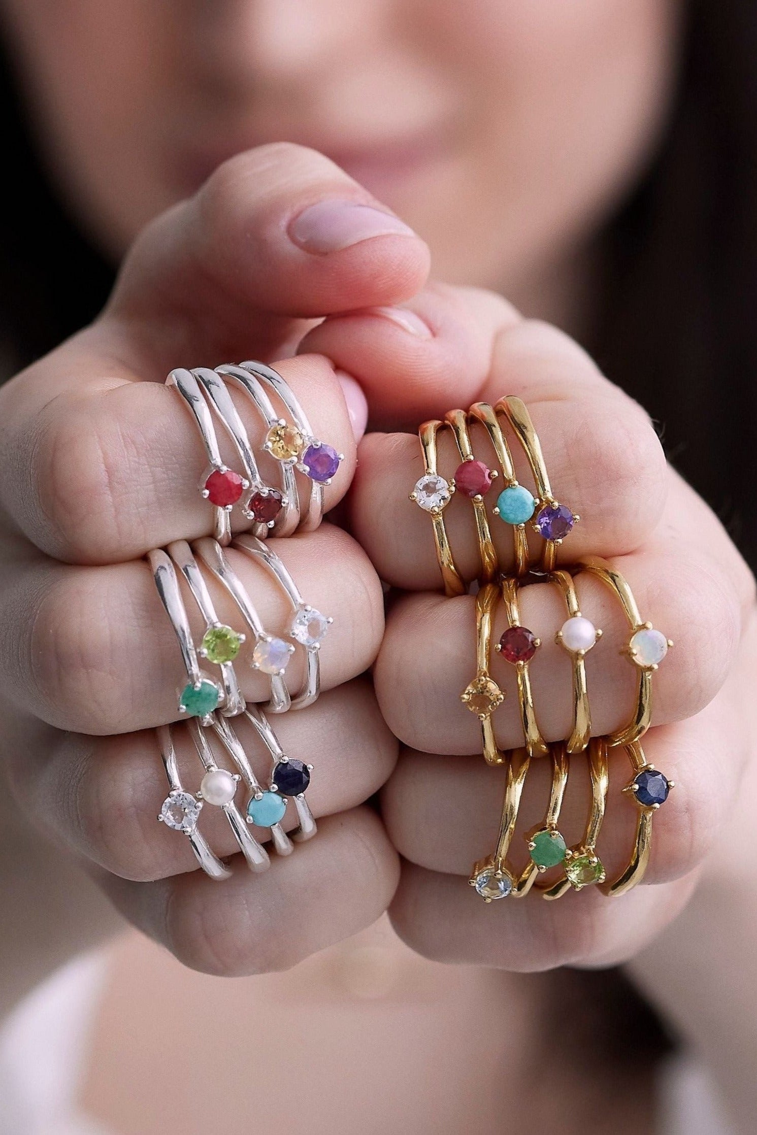 October Opal Silver Birthstone Ring