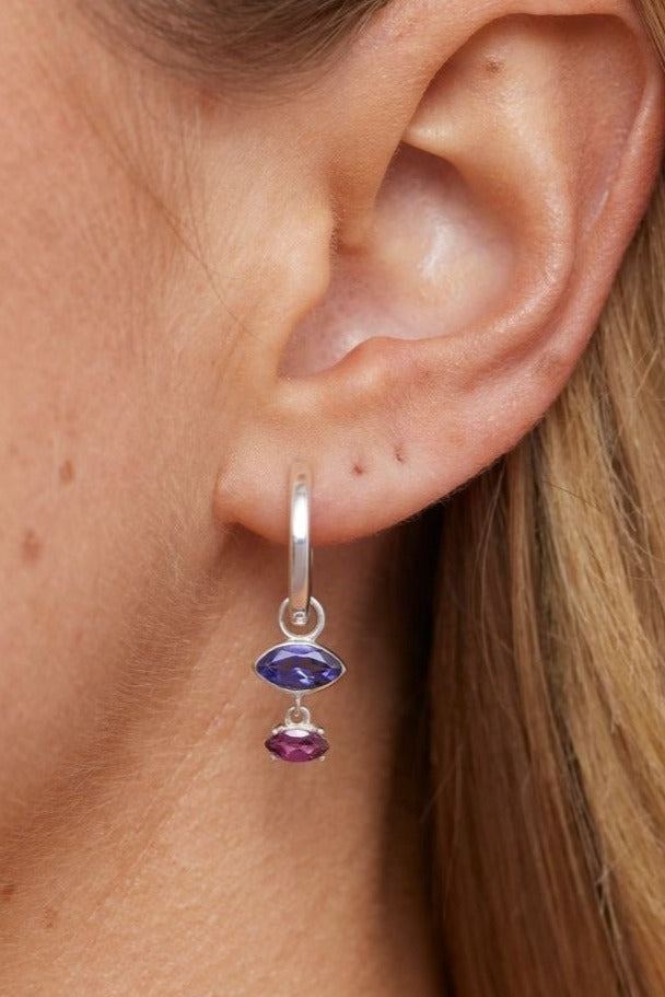 Mila Iolite and Rhodolite Silver Charm