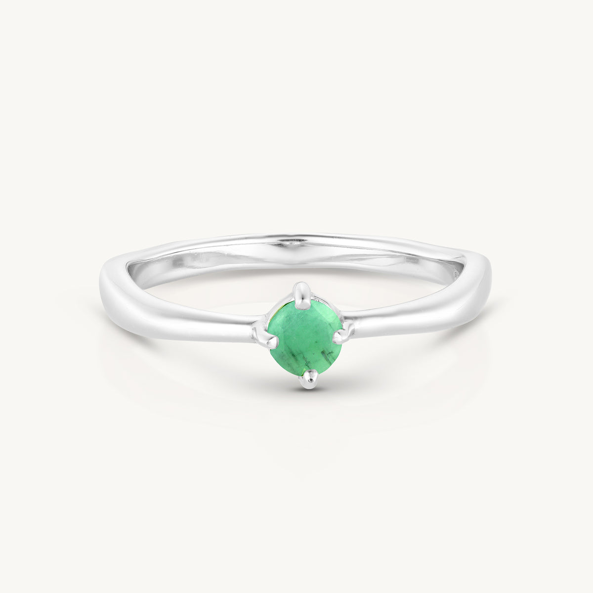 May Emerald Silver Birthstone Ring – ToniMay