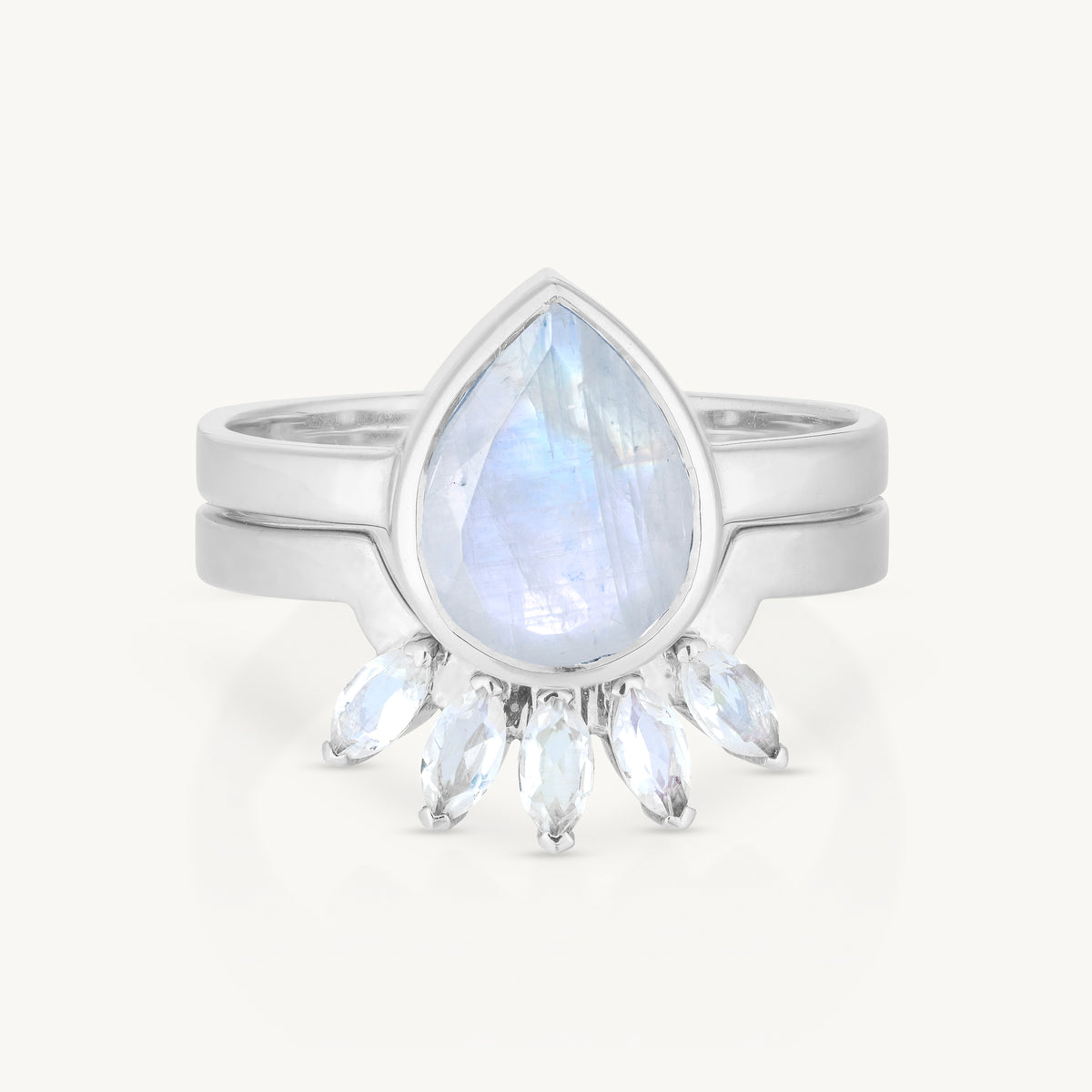 9K White Gold Double Stack Moonstone Halo – ToniMay
