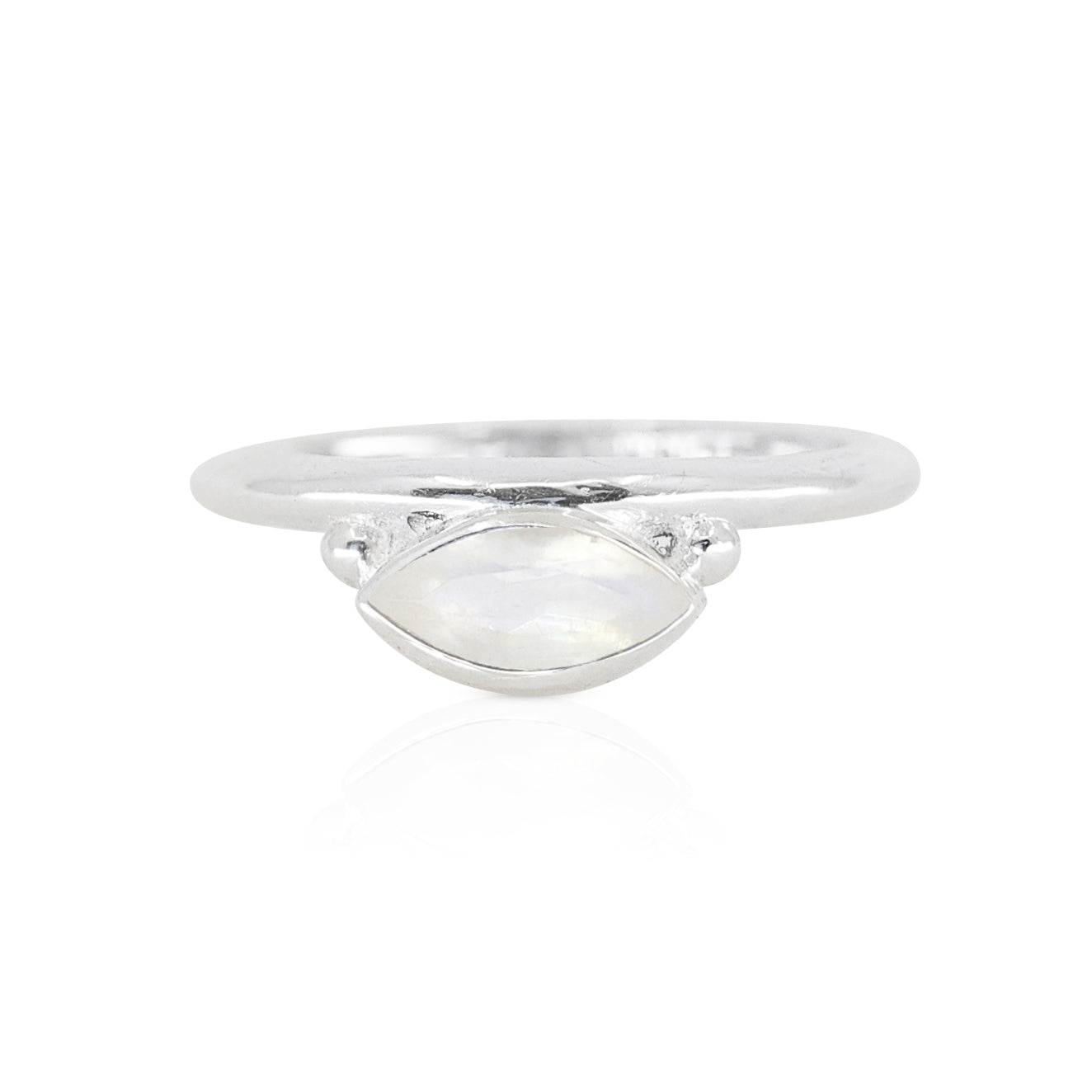 Nyra Marquise Moonstone Silver Stacker