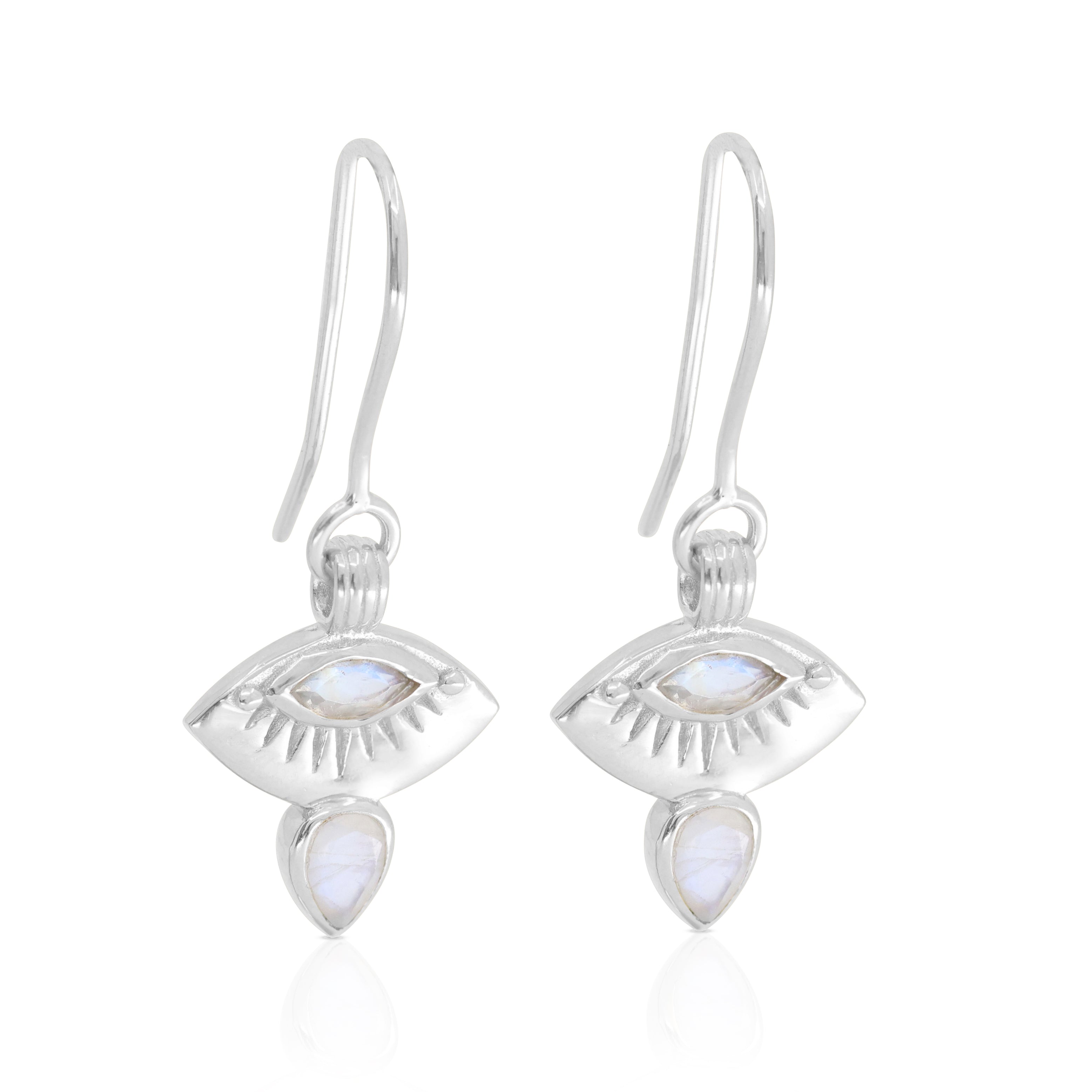 Ray Moonstone Silver Earrings