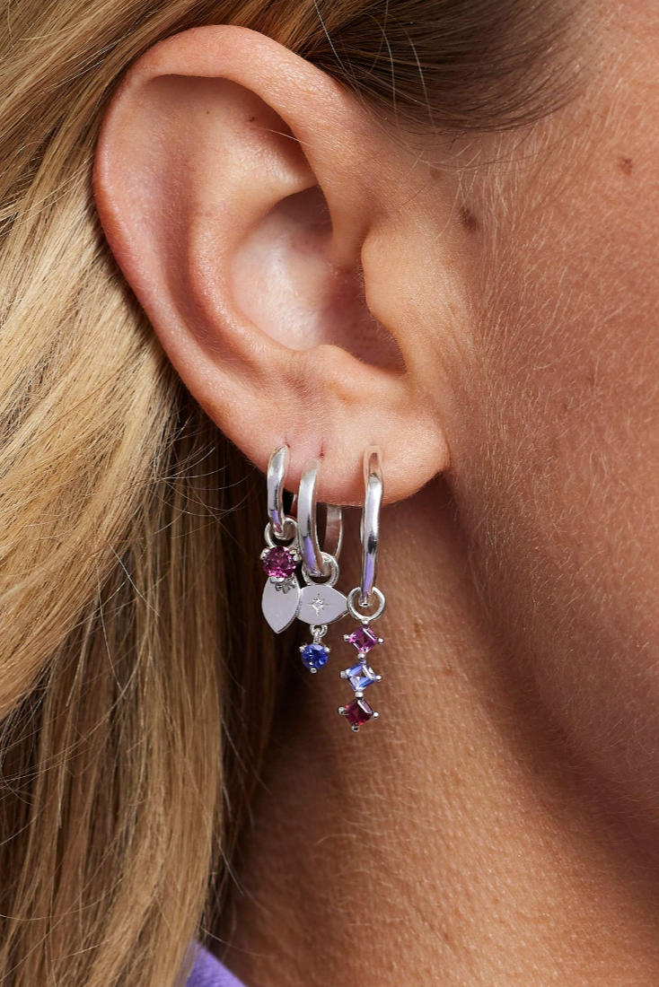 Polished Silver Huggies - Medium
