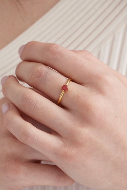 July Ruby Gold Birthstone Ring