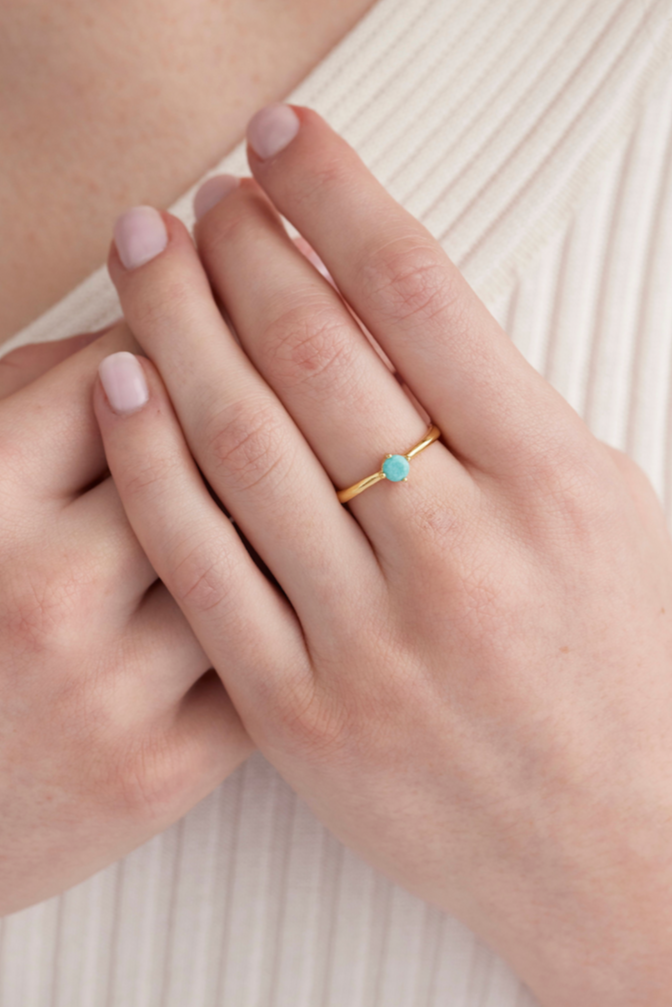 December Turquoise Gold Birthstone Ring