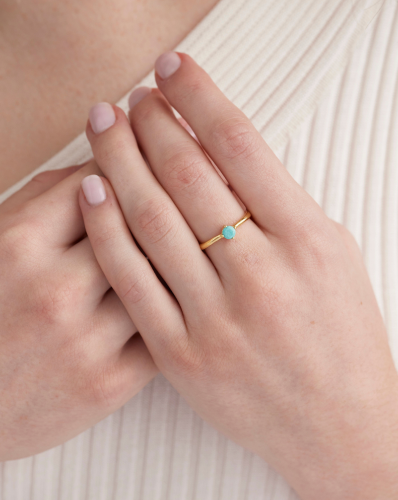 December Turquoise Gold Birthstone Ring