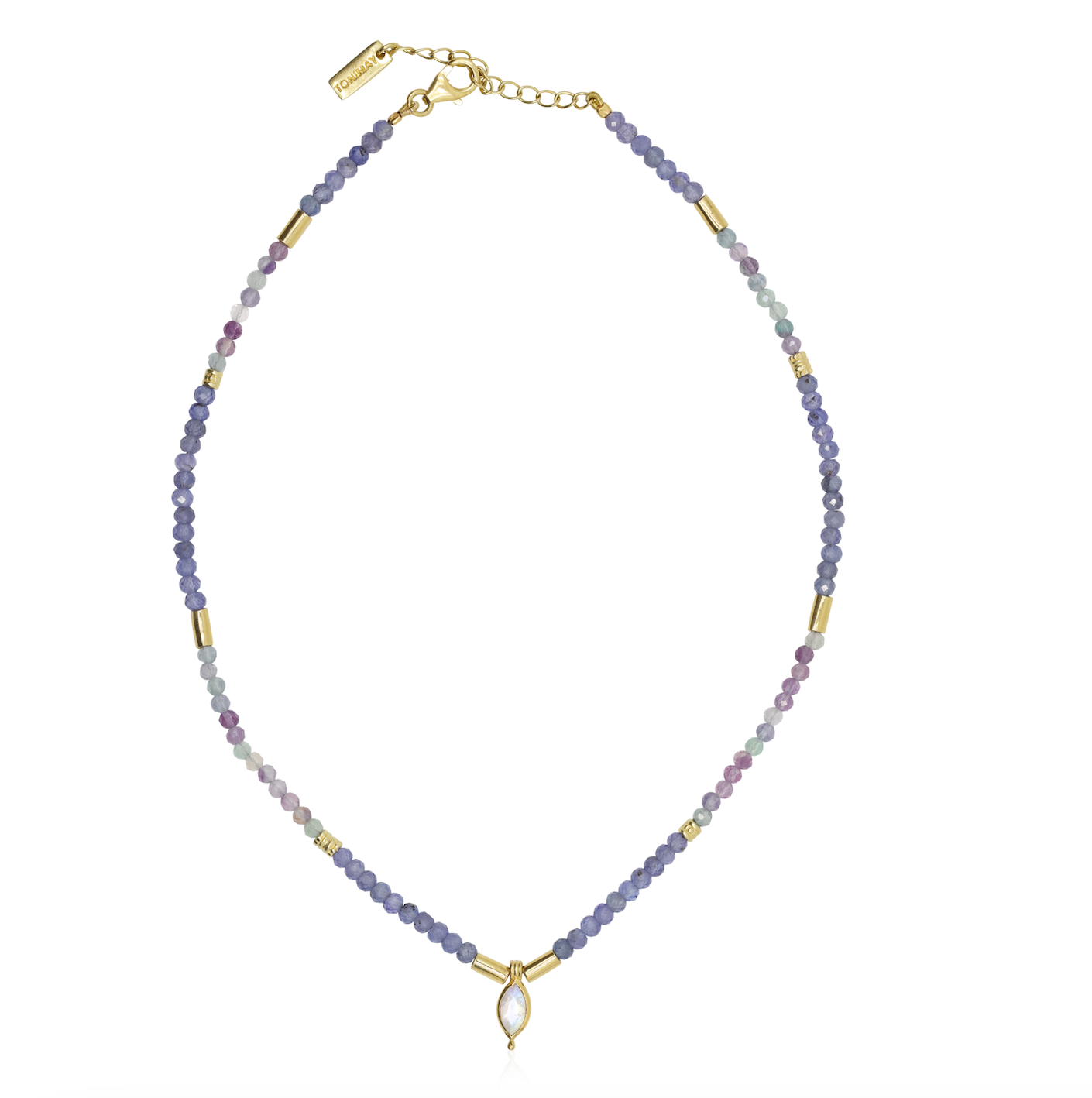 Theia Tanzanite & Fluorite Gold Beaded Necklace