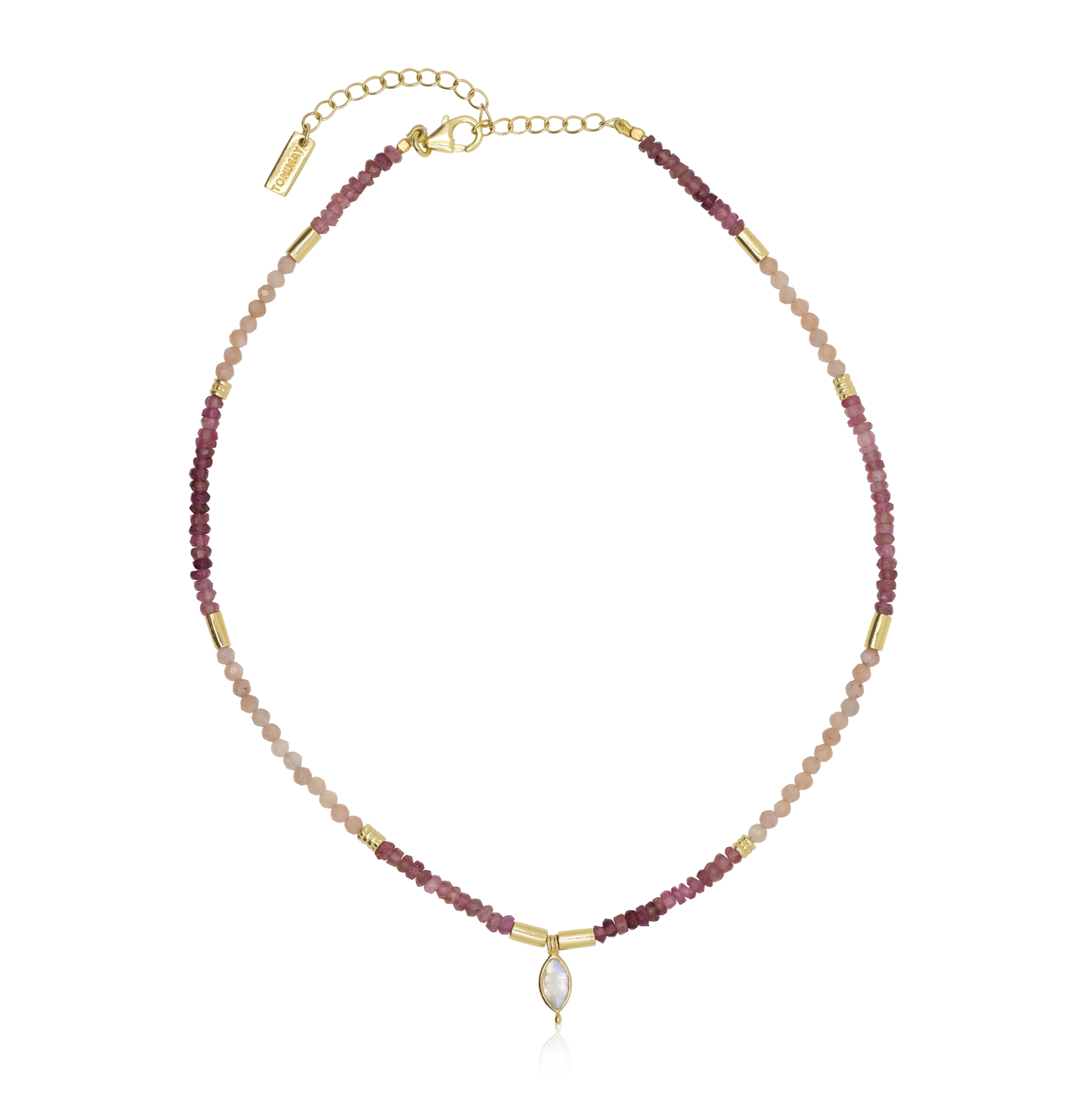 Theia Tourmaline & Sunstone Gold Beaded Necklace