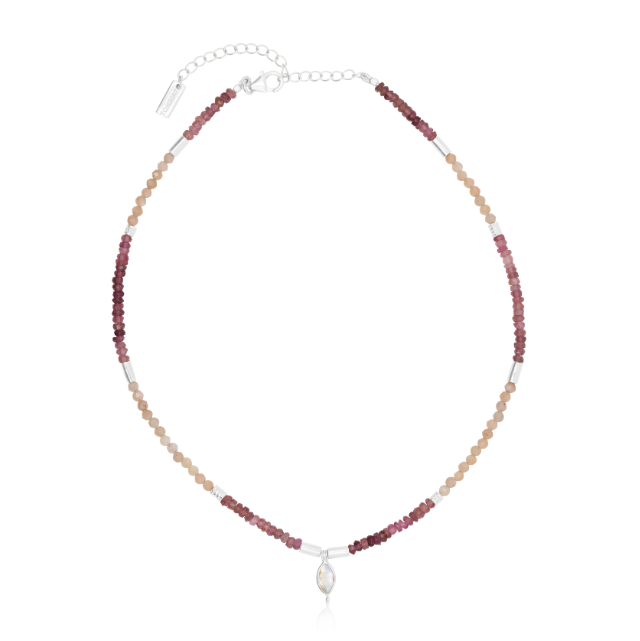 Theia Tourmaline & Sunstone Silver Beaded Necklace