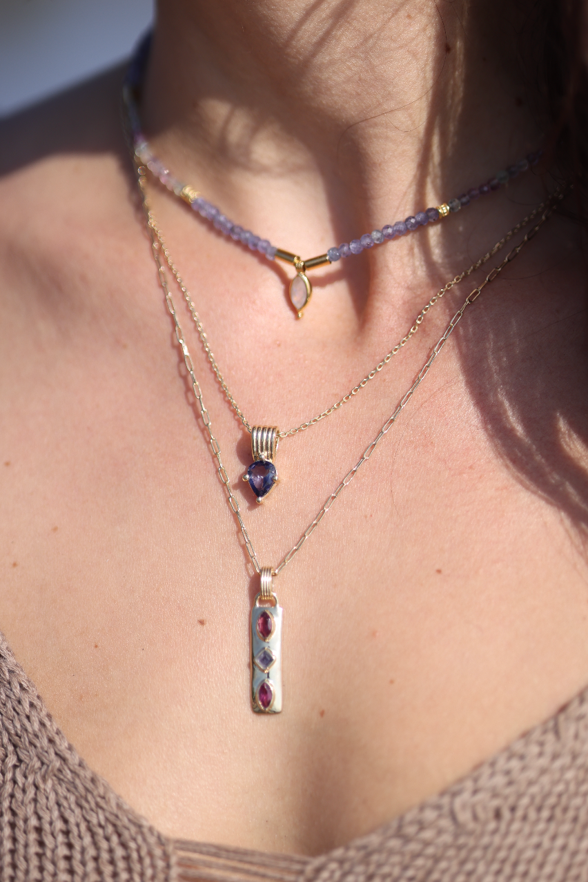 Coronet Iolite & Rhodolite Gold Necklace