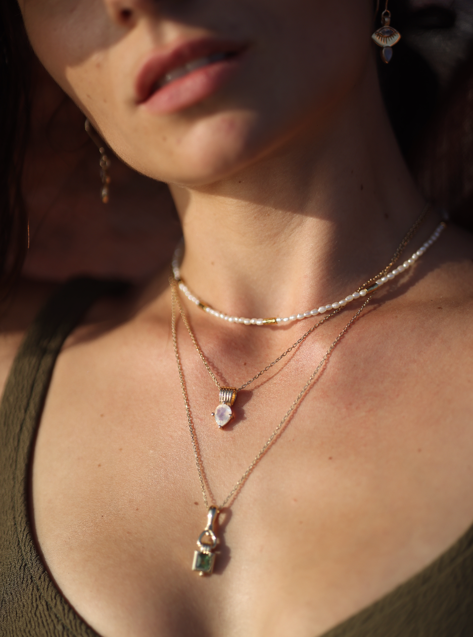 Amie Moonstone Gold Necklace