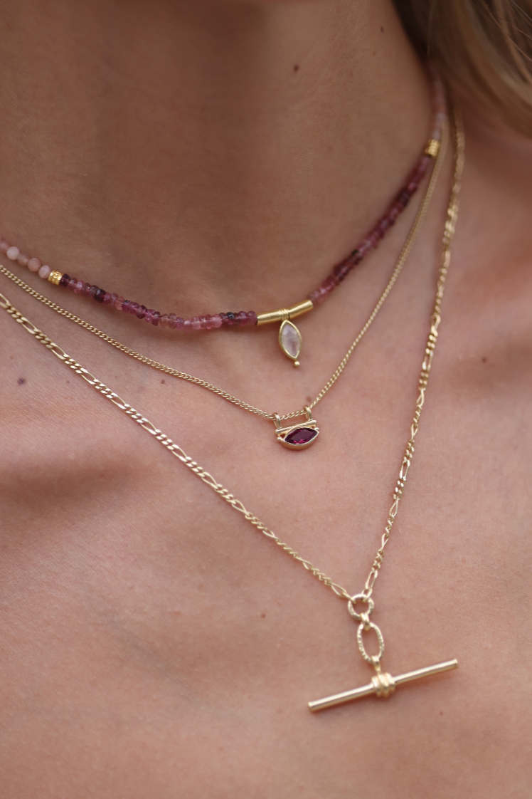 Theia Tourmaline & Sunstone Gold Beaded Necklace