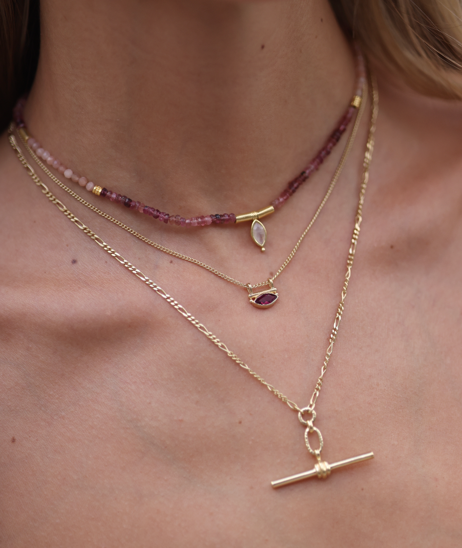 Theia Tourmaline & Sunstone Silver Beaded Necklace