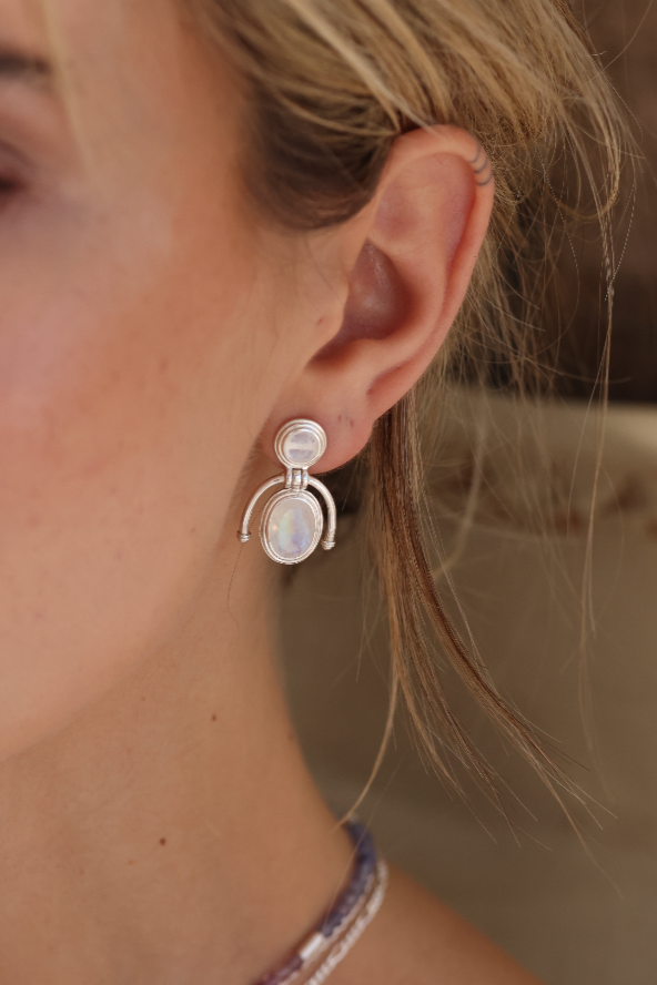 Muse Moonstone Silver Earrings