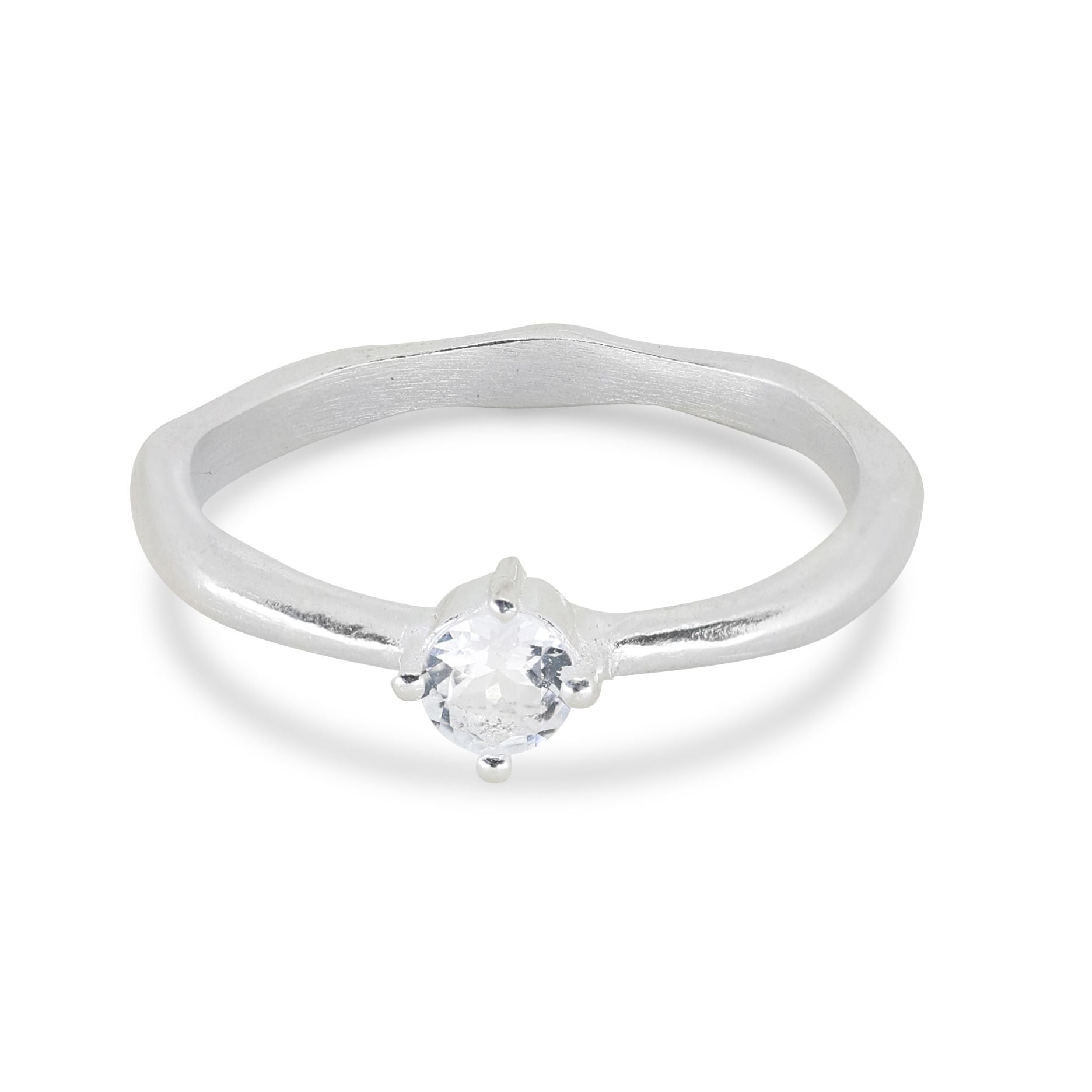 April Topaz Silver Birthstone Ring