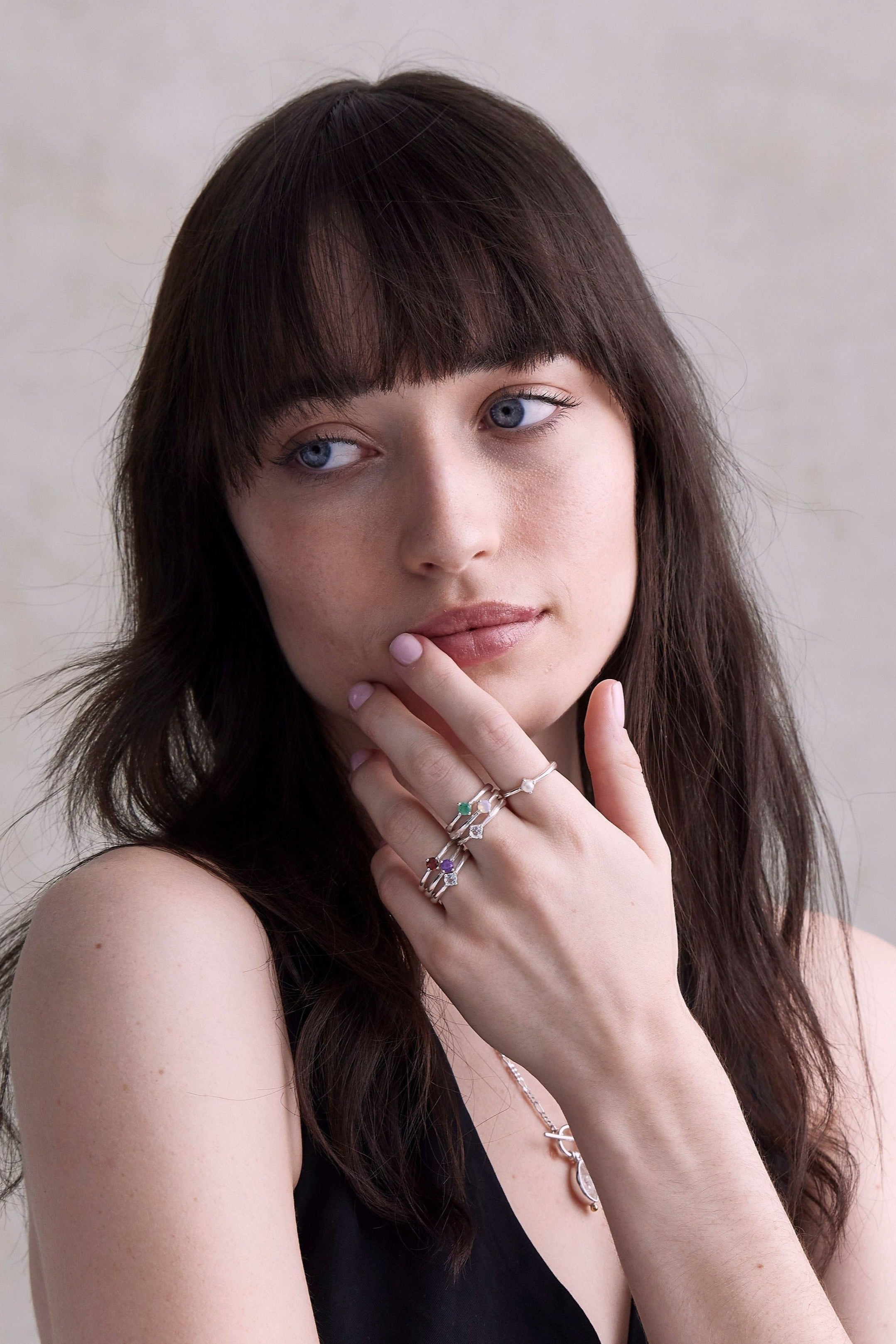 January Garnet Silver Birthstone Ring