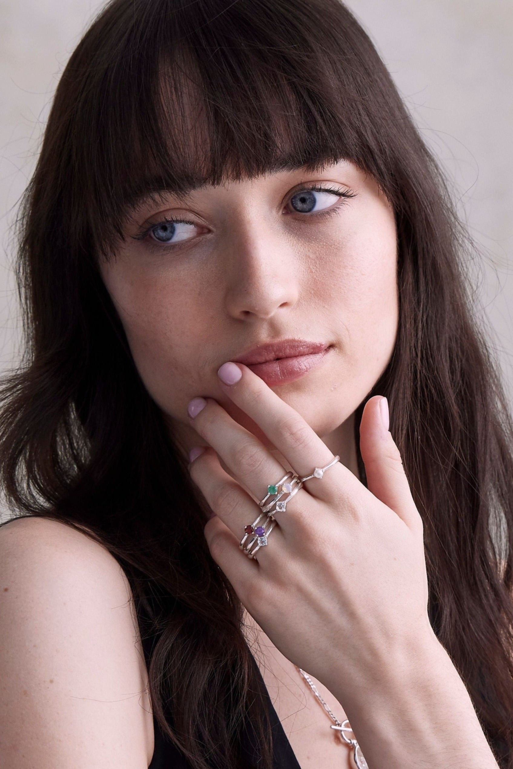 October Opal Silver Birthstone Ring