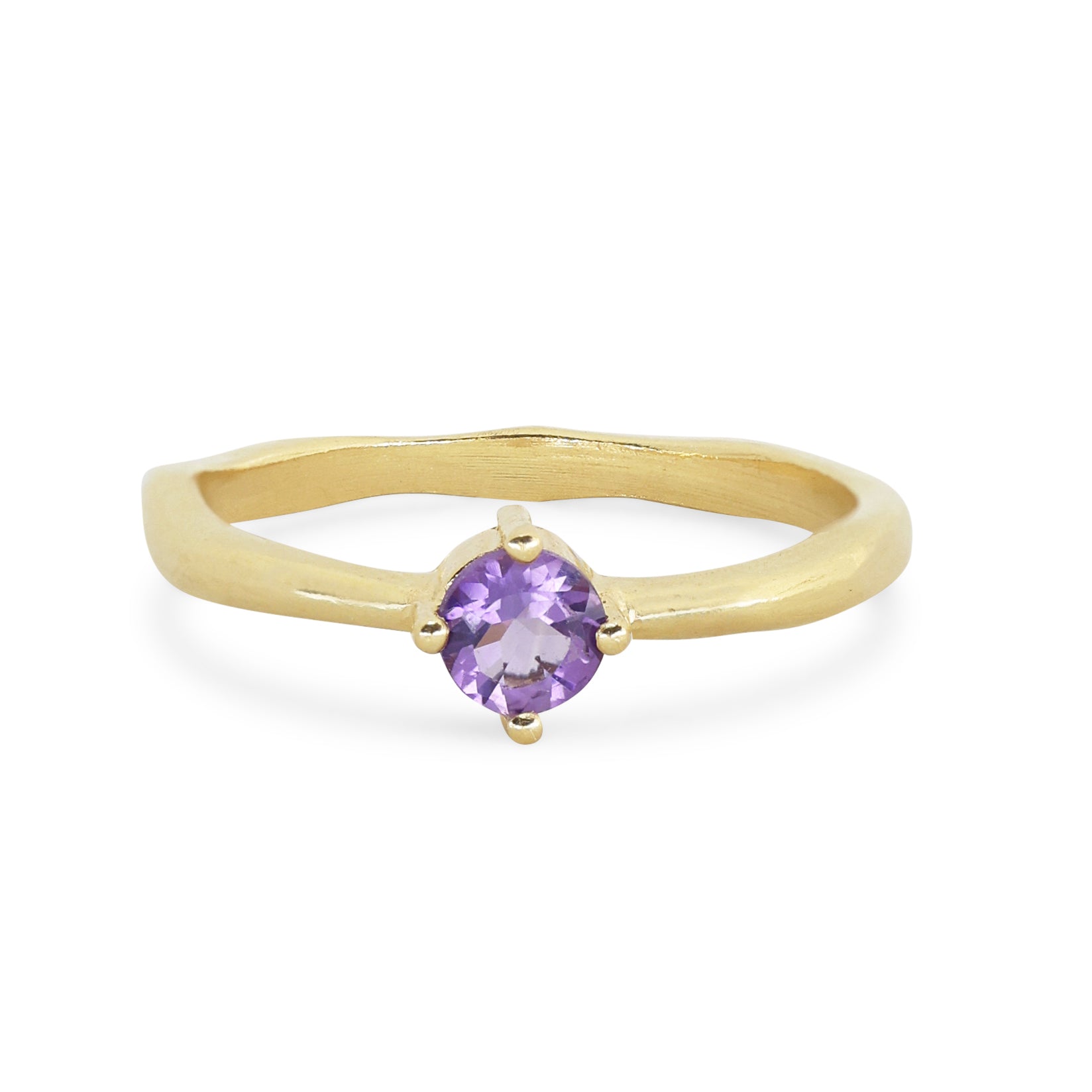 February Amethyst Gold Birthstone Ring