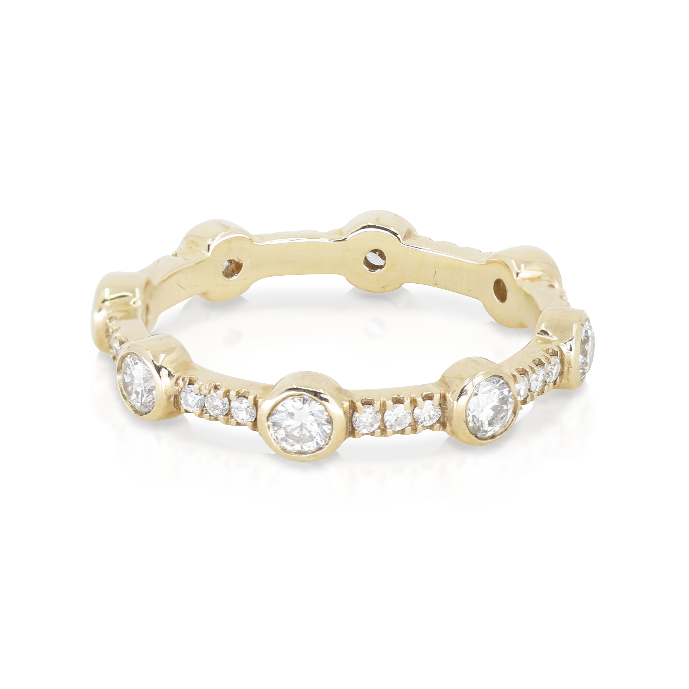 9K Yellow Gold Asymmetrical Diamond Wedder