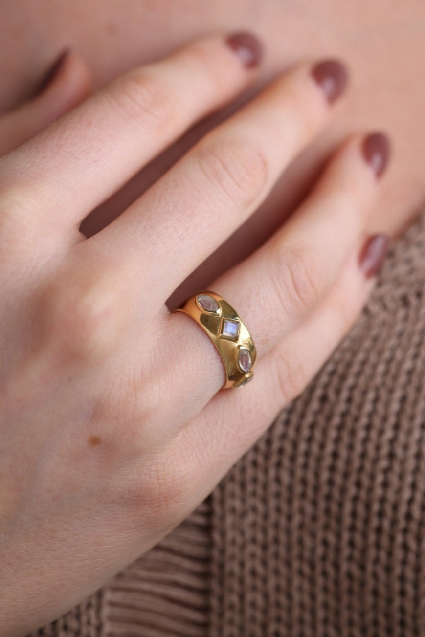 Coronet Moonstone Gold Ring