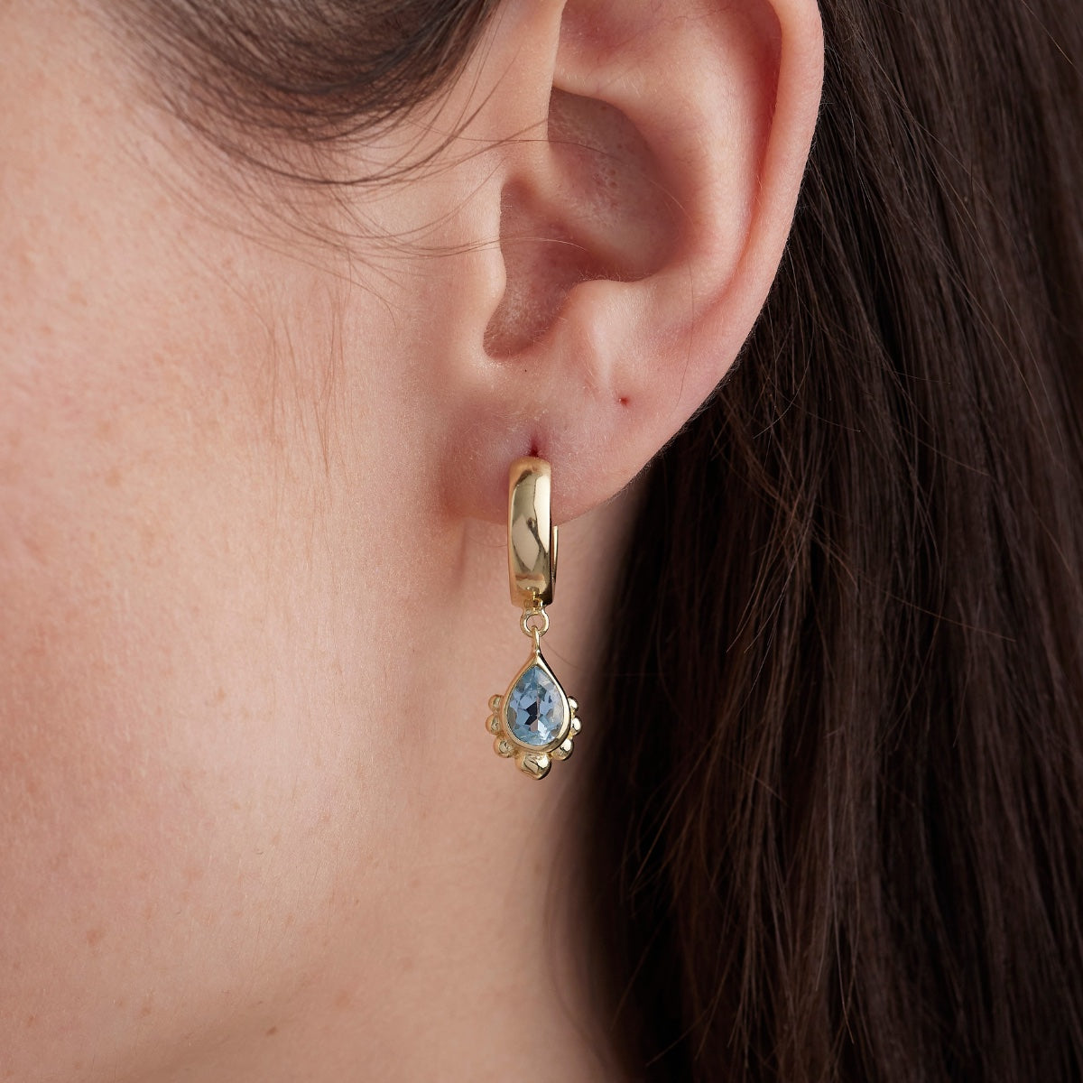 Pebble Topaz Gold Huggies