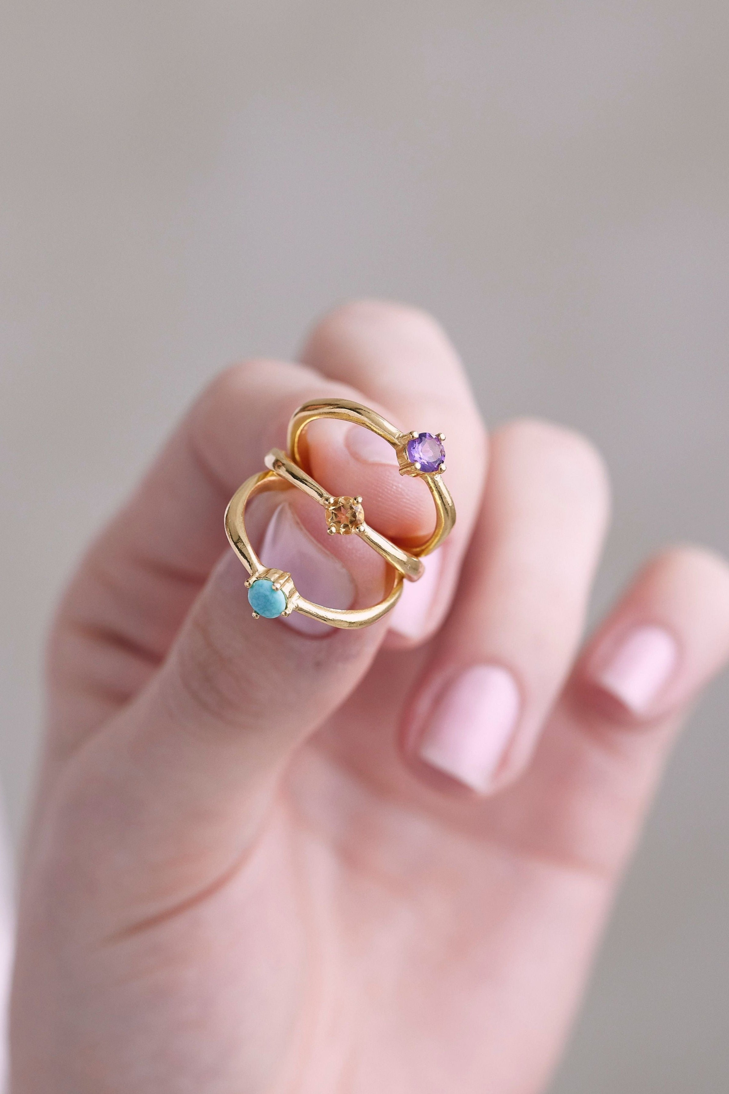 November Citrine Gold Birthstone Ring