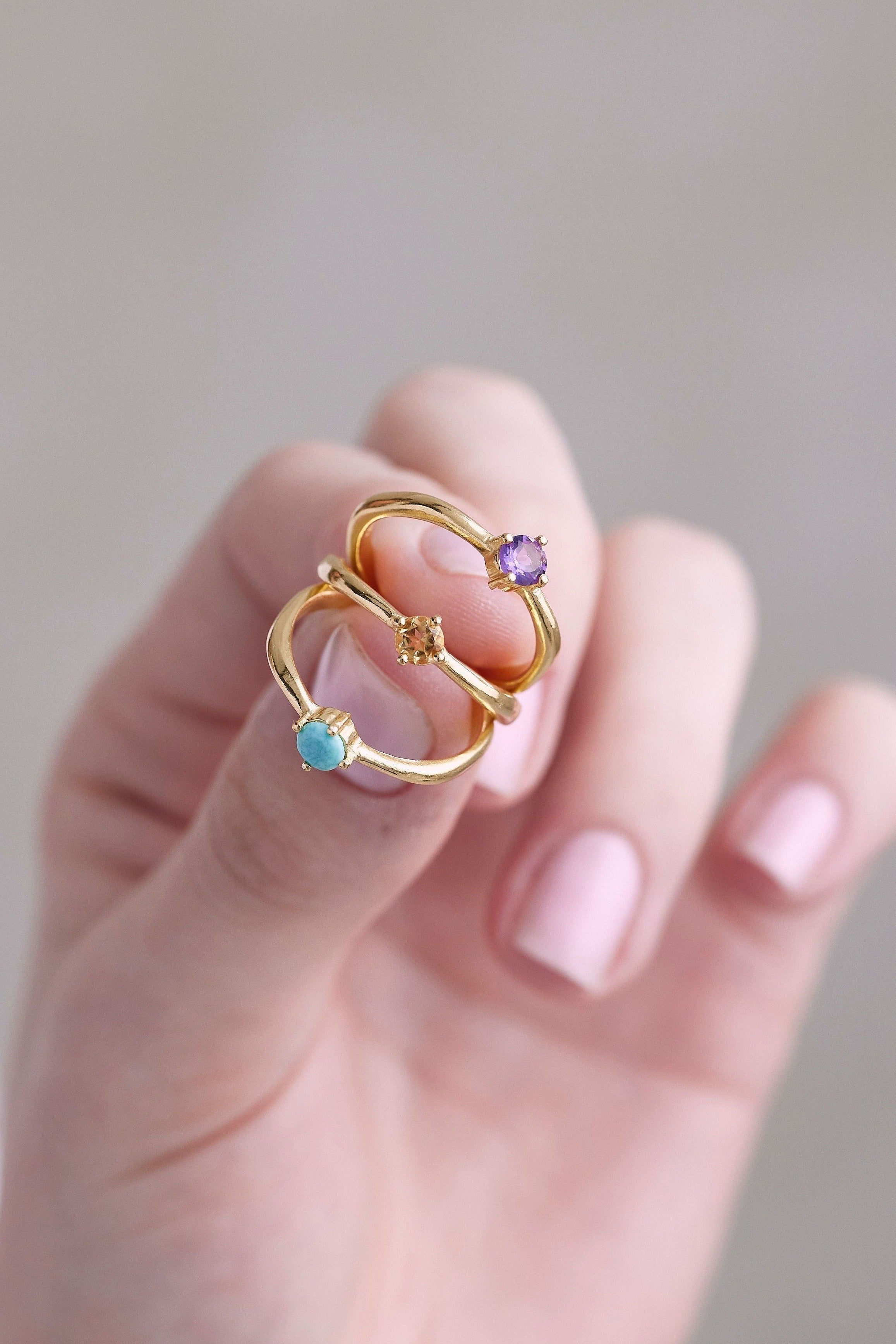 December Turquoise Gold Birthstone Ring