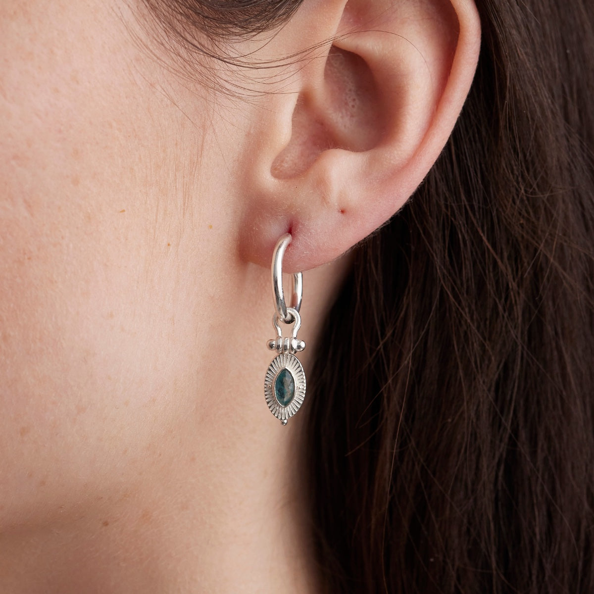 Radiance Apatite Silver Hoops