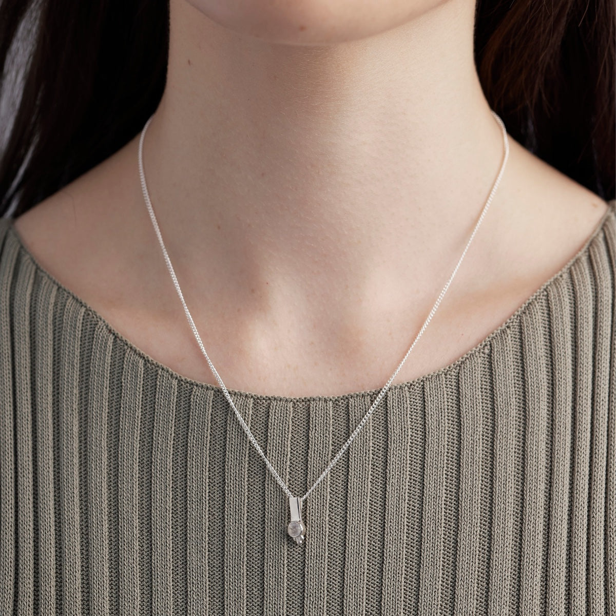 Rhea Silver Moonstone Necklace