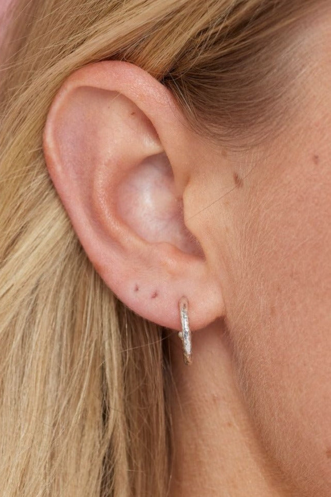 Textured Silver Hoops - Small
