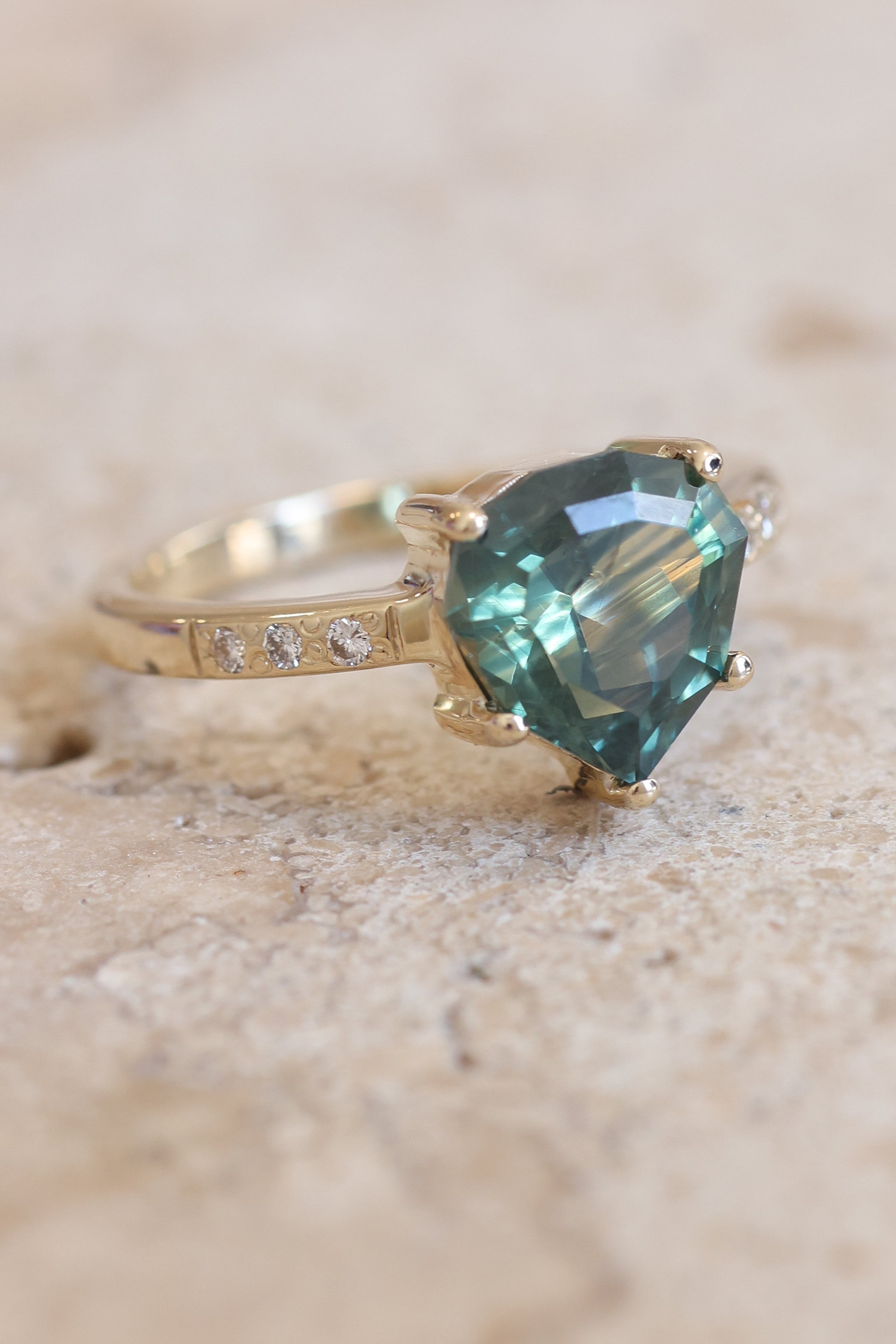 Parti Sapphire and Diamond 14K Yellow Gold Band
